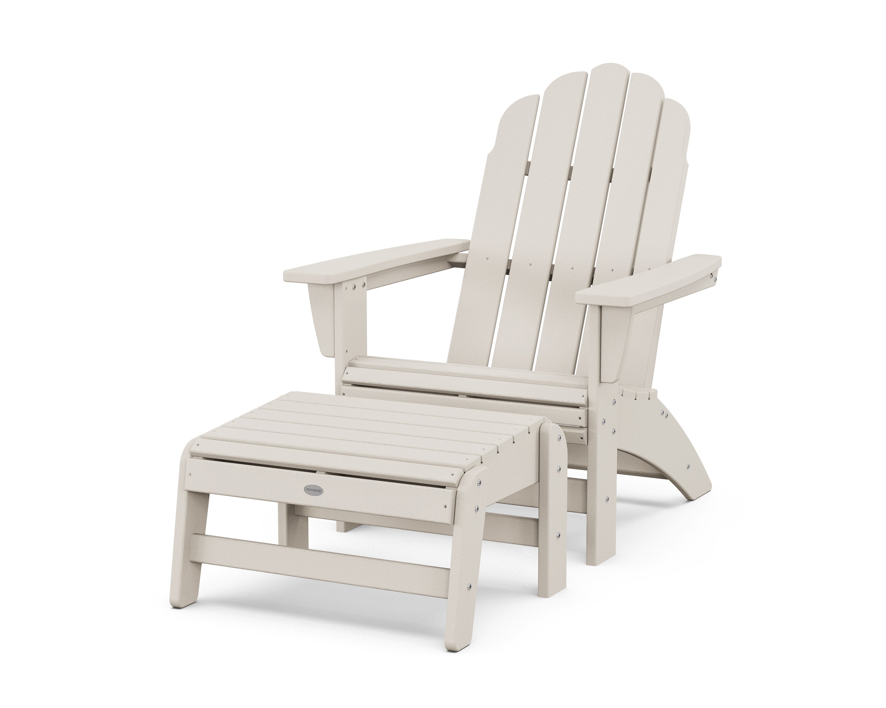 Vineyard Grand Adirondack Chair with Ottoman in Sand