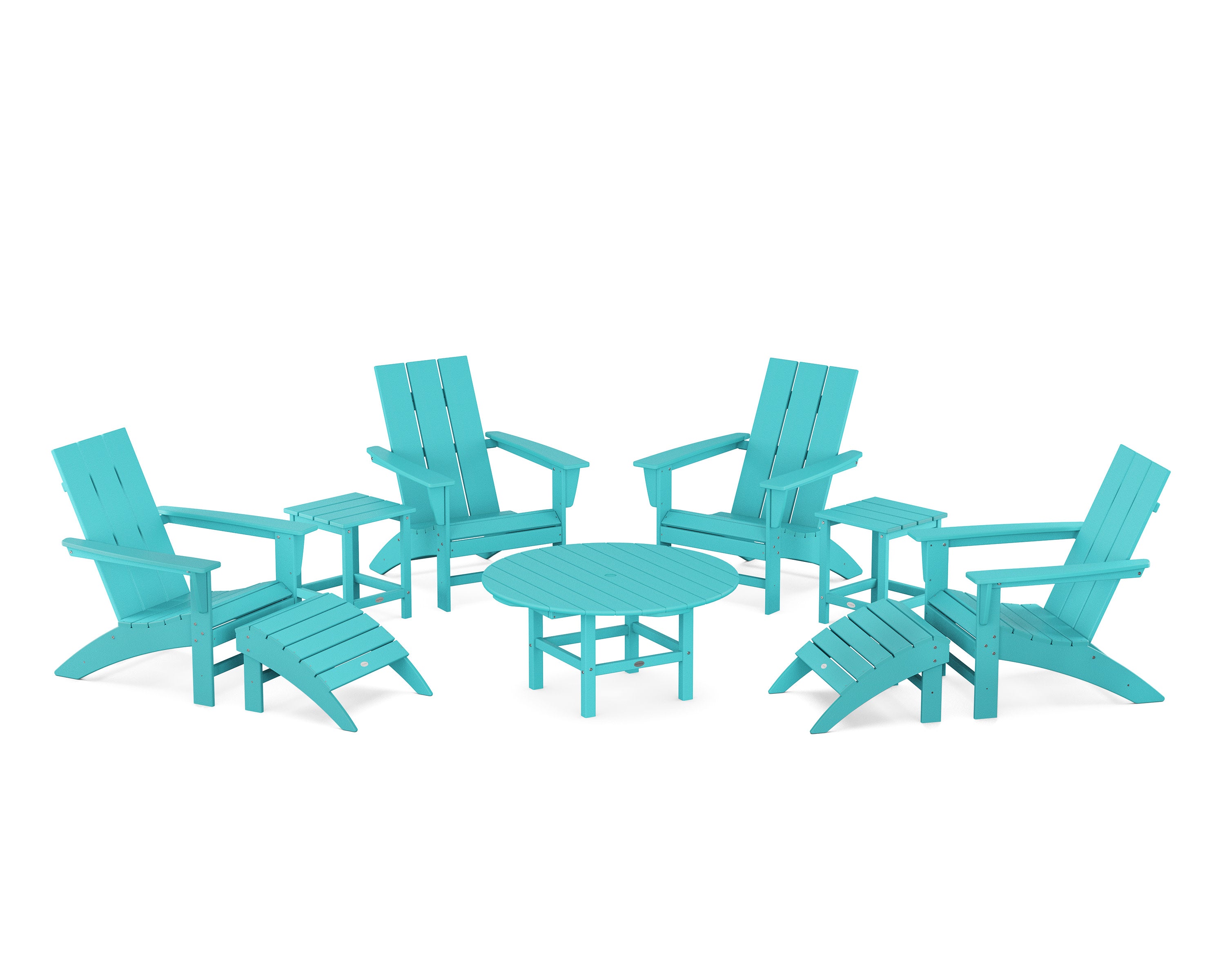 Modern Adirondack Chair 9-Piece Conversation Set in Aruba