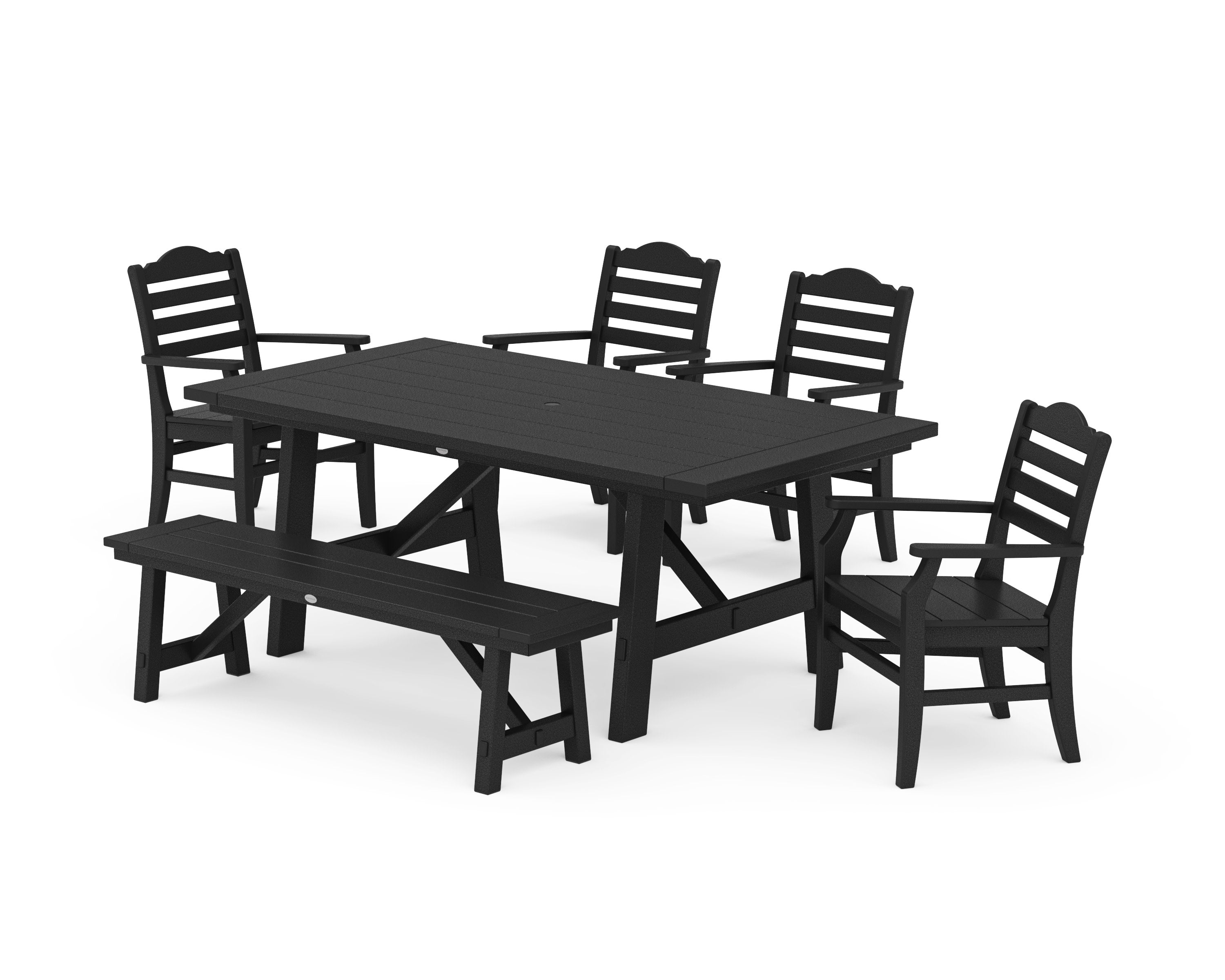 Savannah 6-Piece Rustic Farmhouse Dining Set with Bench in Black