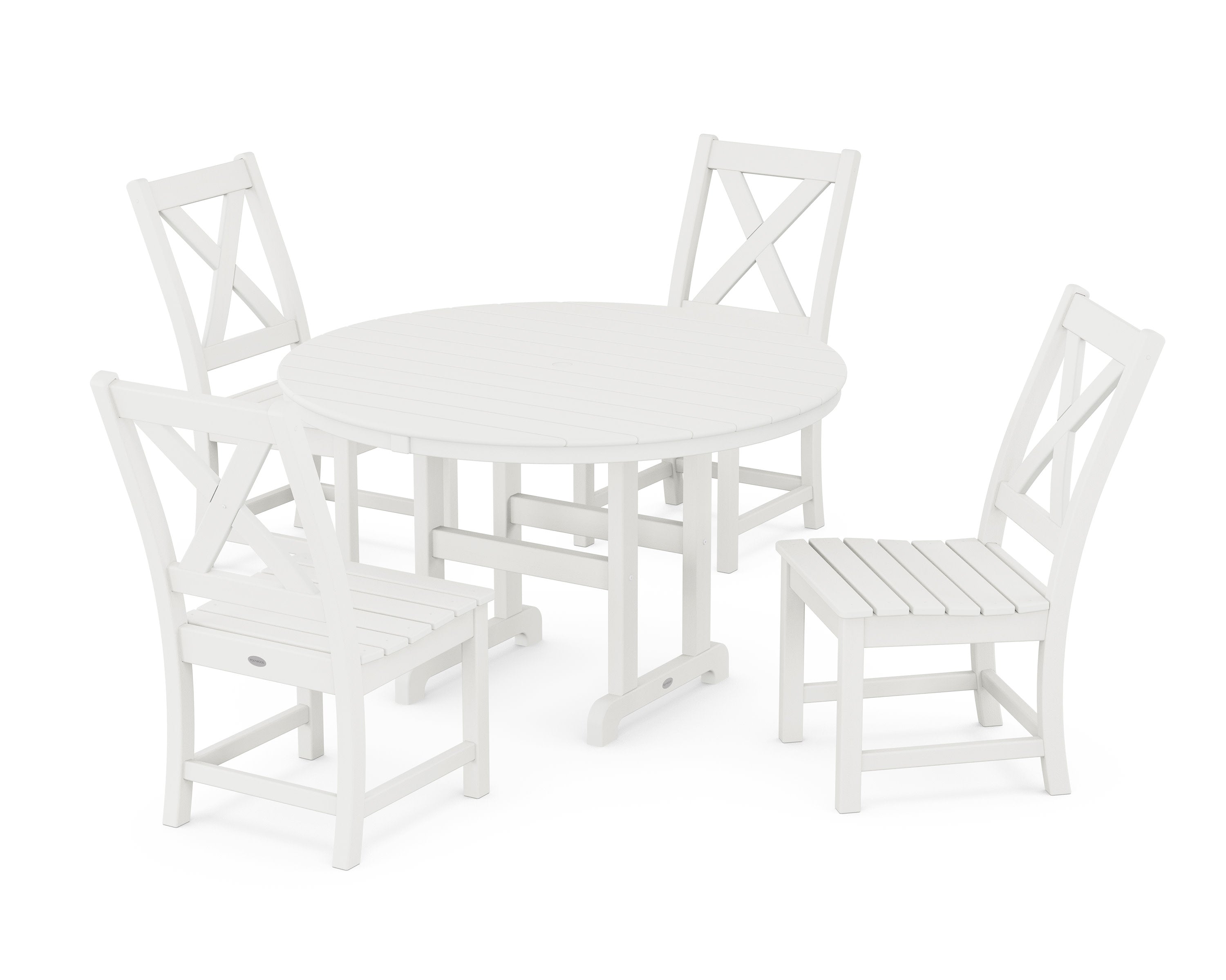 Braxton Side Chair 5-Piece Round Dining Set in Vintage White