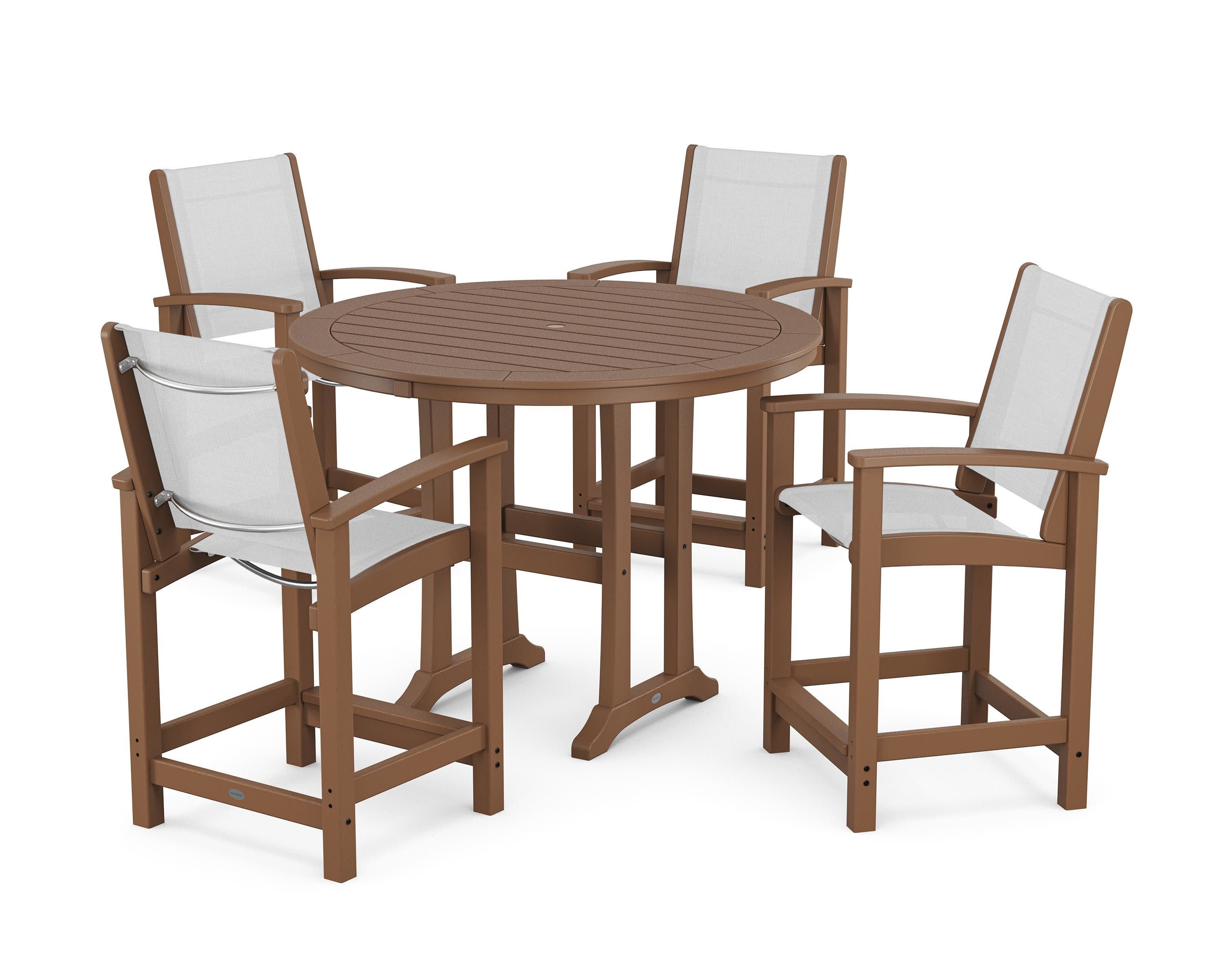 Coastal 5-Piece Counter Set in Teak / White Sling