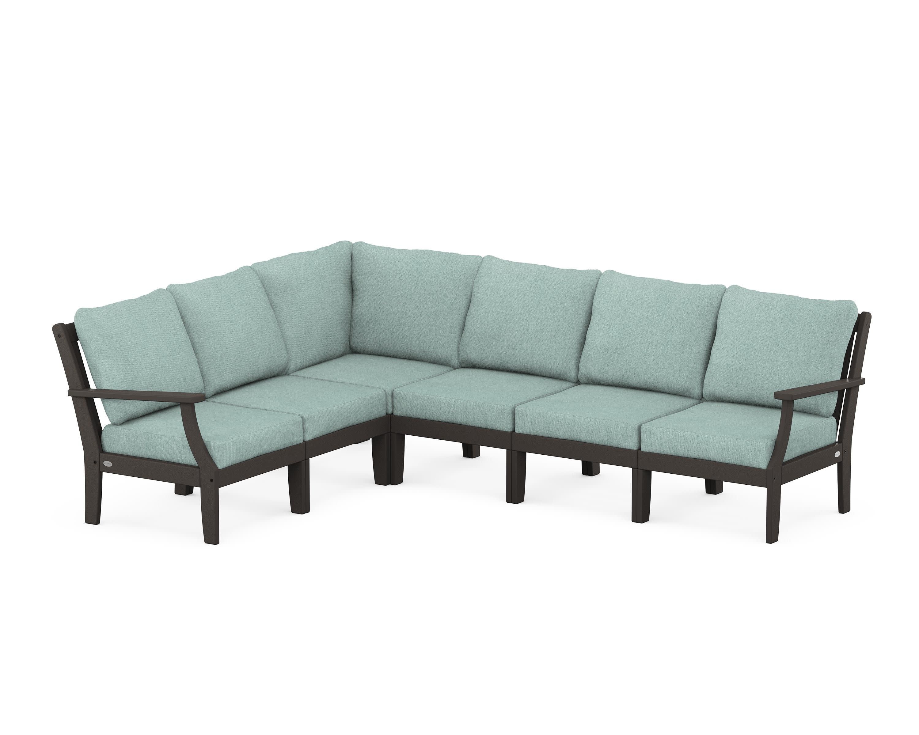 Braxton Modular 6-Piece Deep Seating Set in Vintage Coffee / Glacier Spa