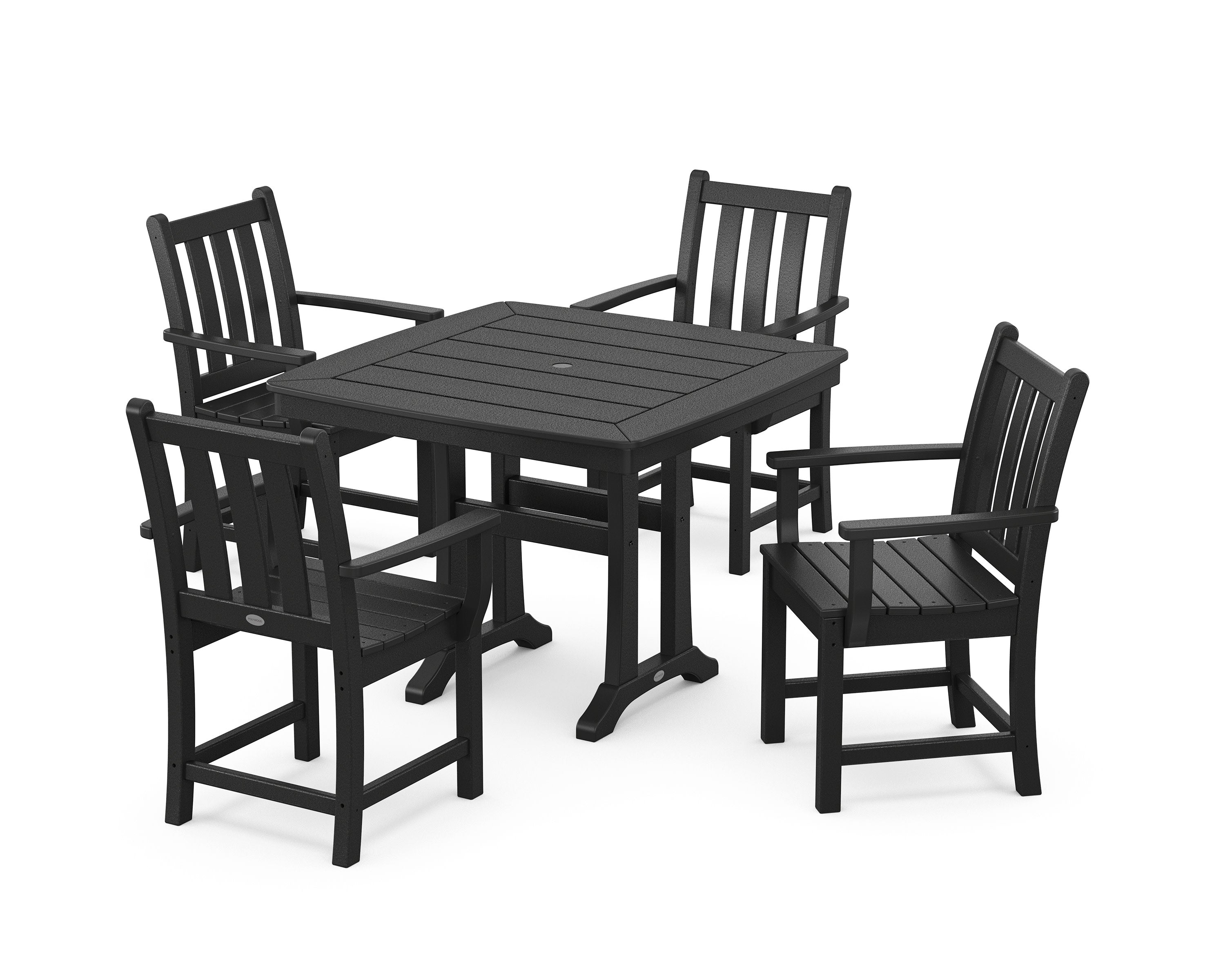 Traditional Garden 5-Piece Dining Set with Trestle Legs in Black