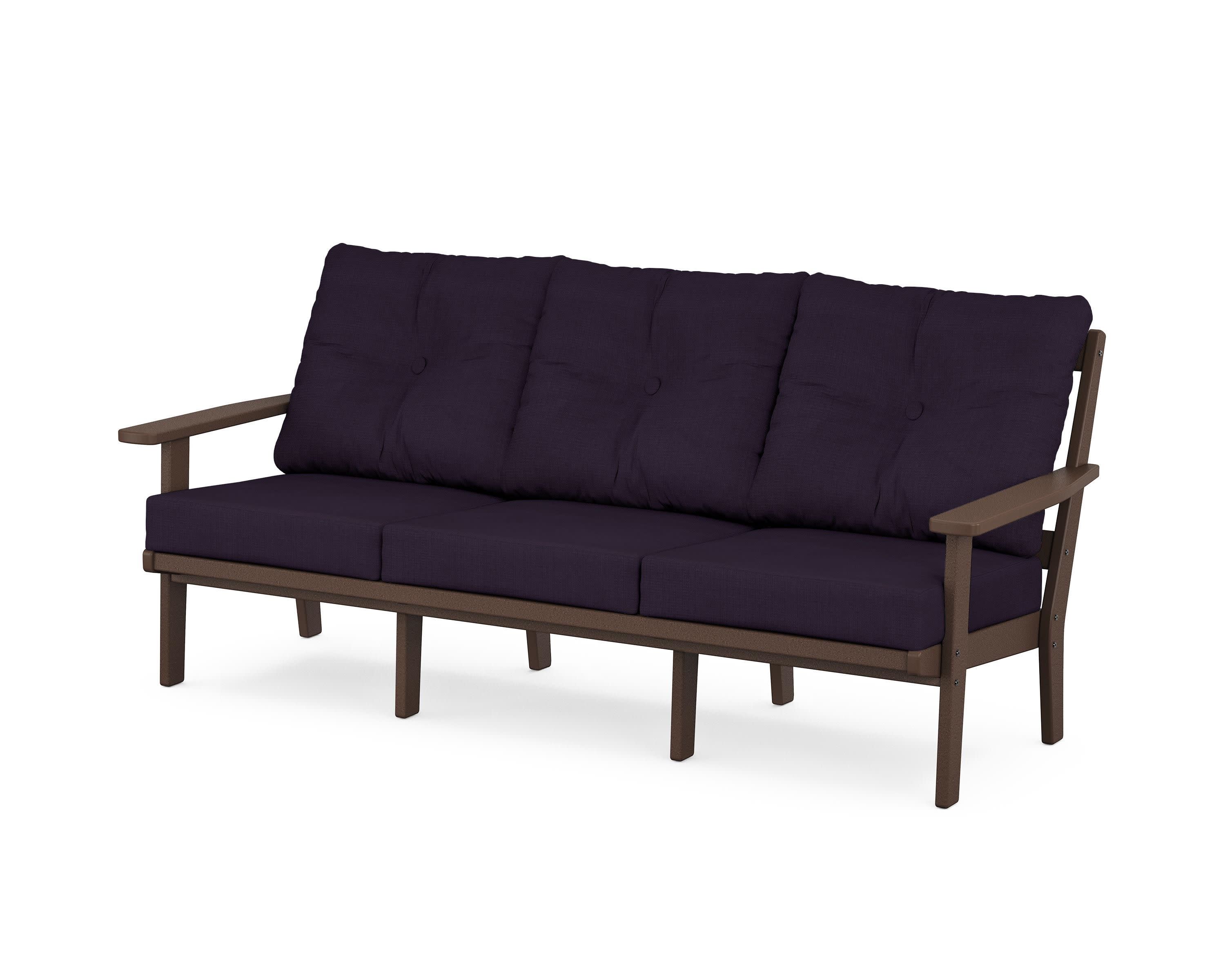 Oxford Deep Seating Sofa in Mahogany / Navy Linen