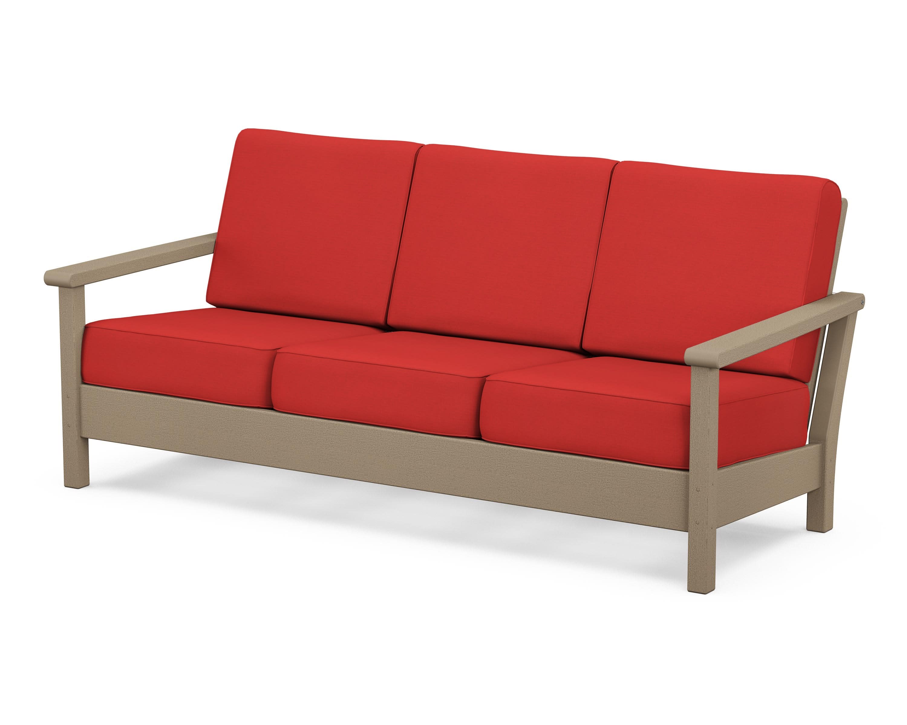 Harbour Deep Seating Sofa in Vintage Sahara / Crimson Linen