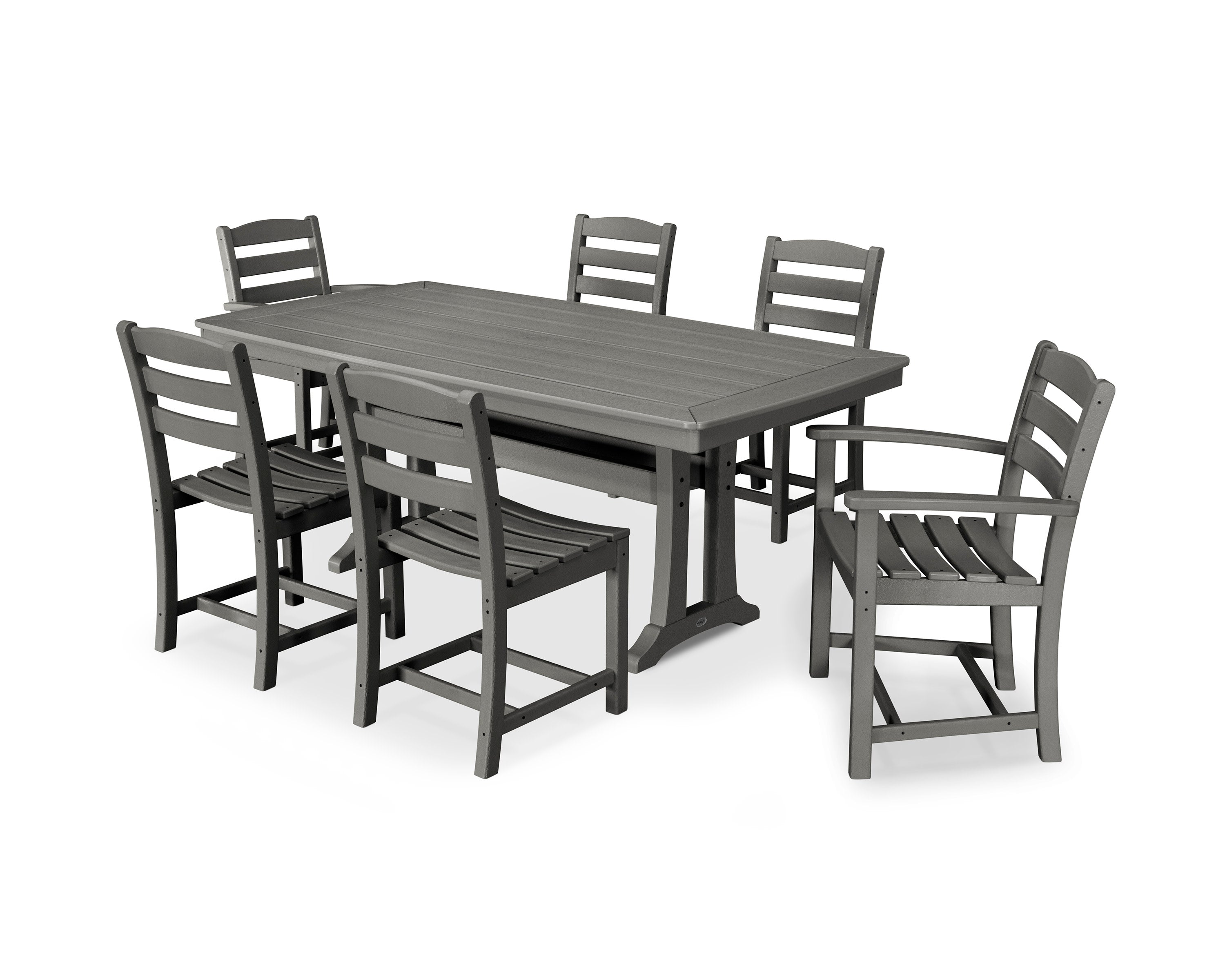 La Casa Caf 7-Piece Dining Set with Trestle Legs in Slate Grey