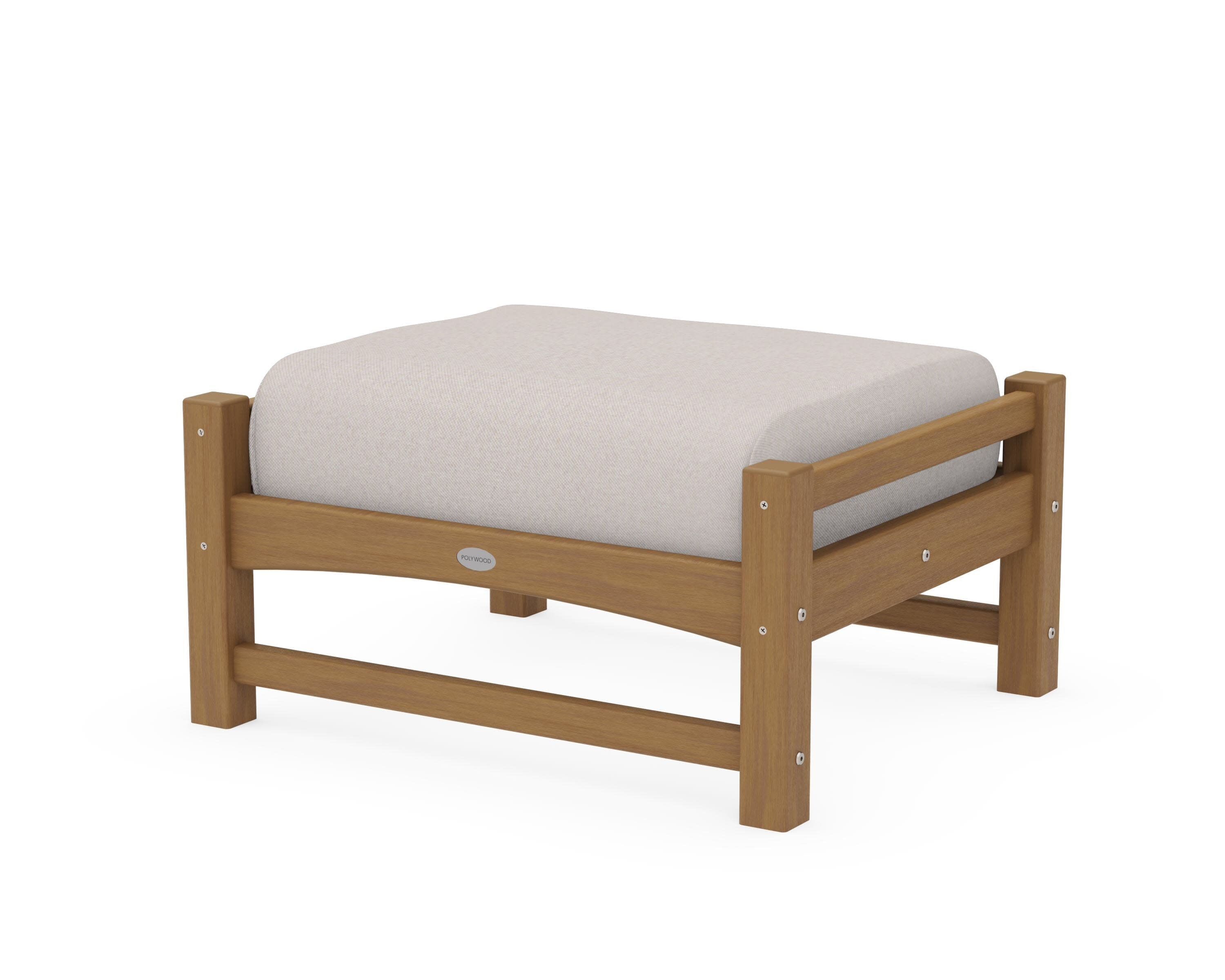 Club Ottoman in Natural / Dune Burlap