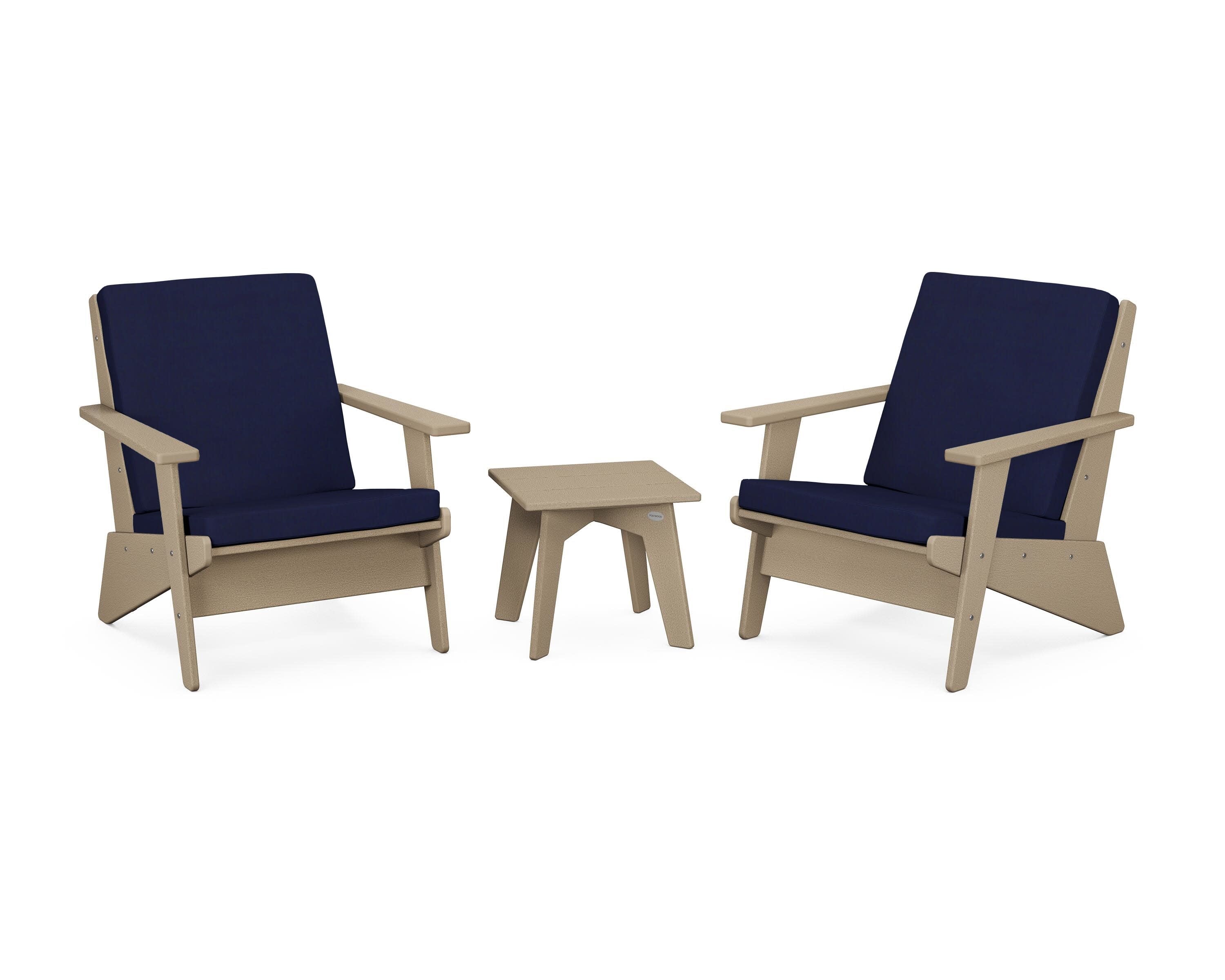Riviera Modern Lounge 3-Piece Set in Vintage Sahara / Navy
