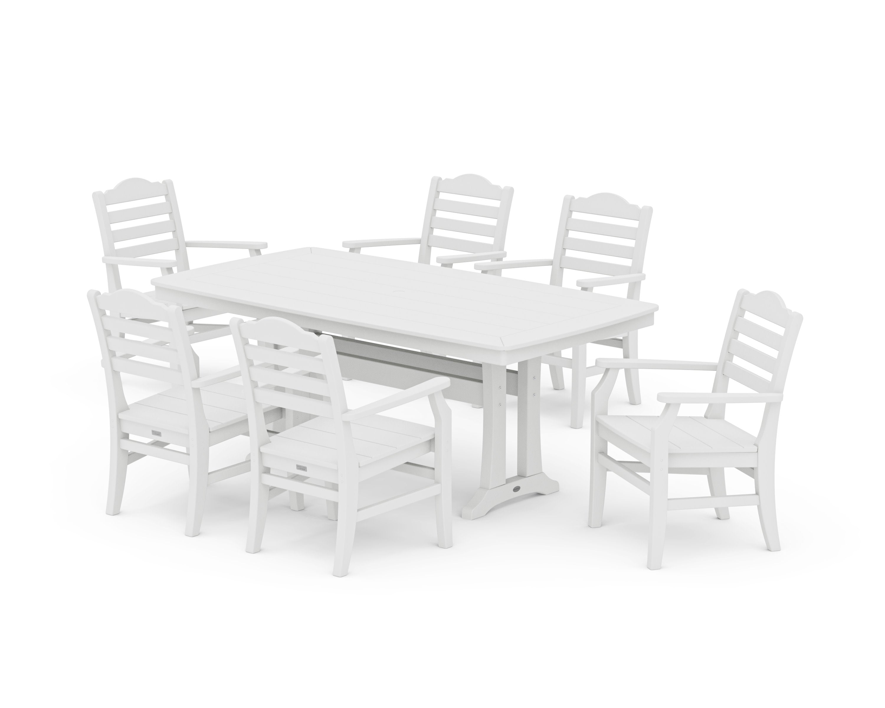 Savannah Arm Chair 7-Piece Dining Set with Trestle Legs in White