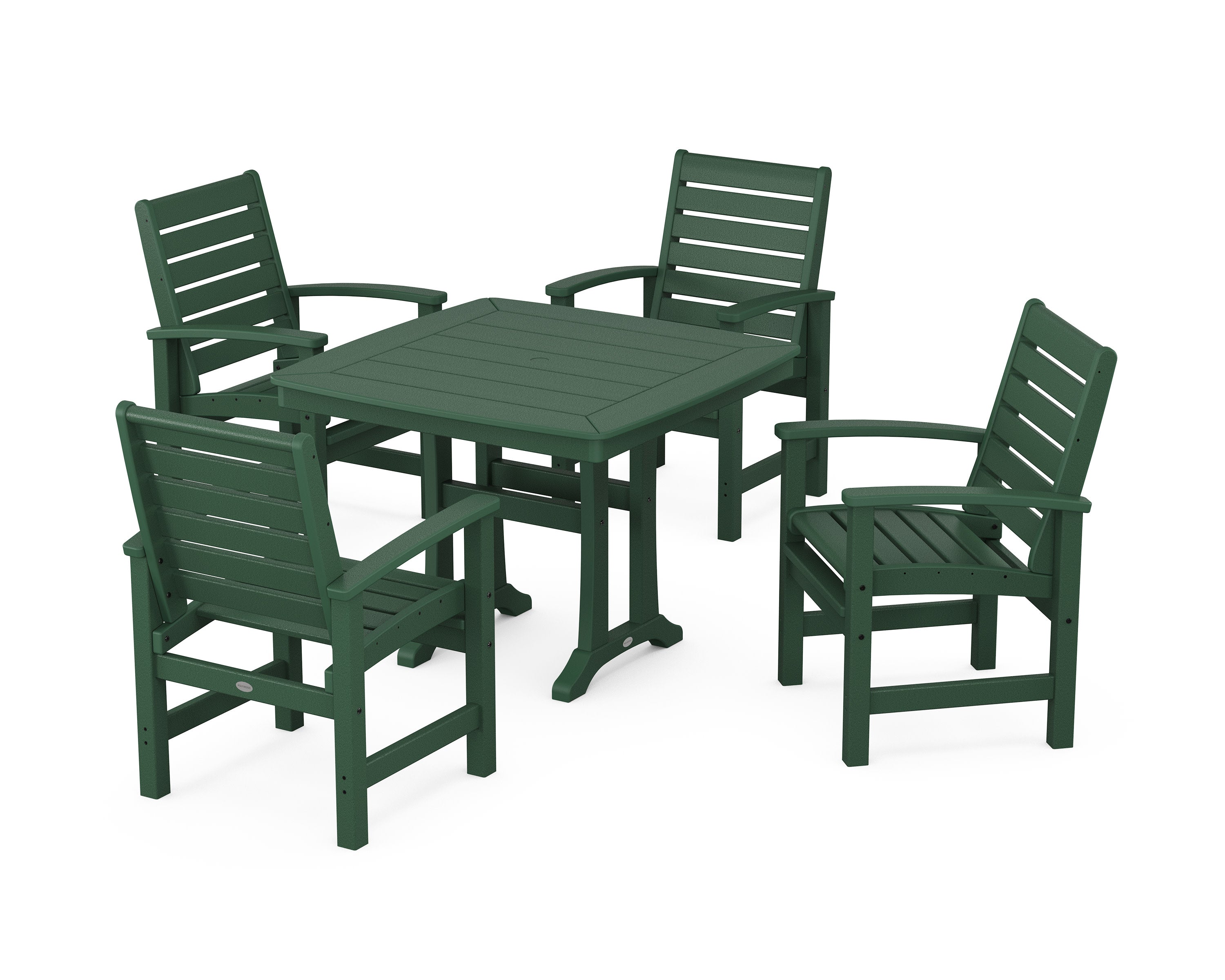 Signature 5-Piece Dining Set with Trestle Legs in Green