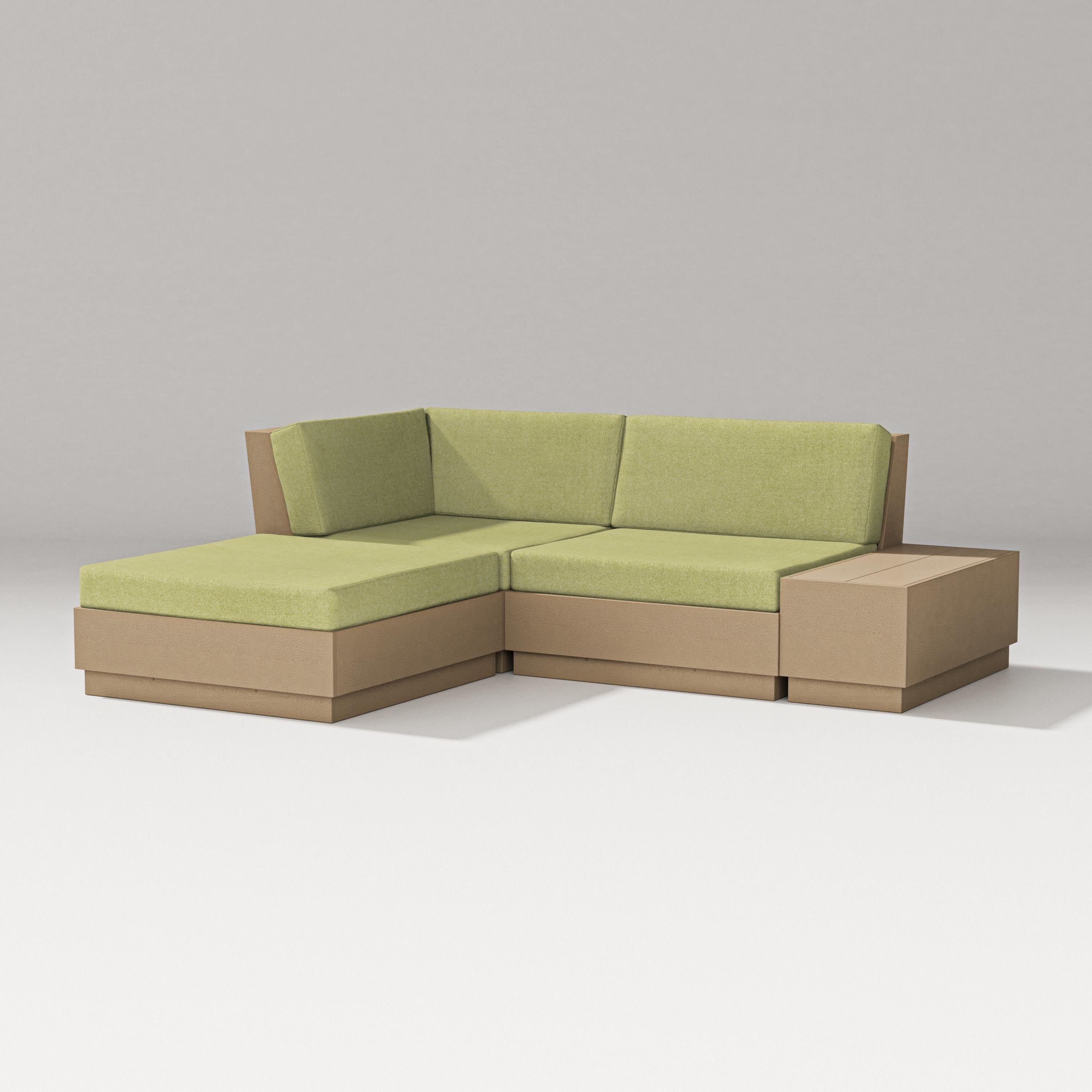 Elevate Loveseat Sectional with Chaise in Vintage Sahara / Chartreuse Boucle