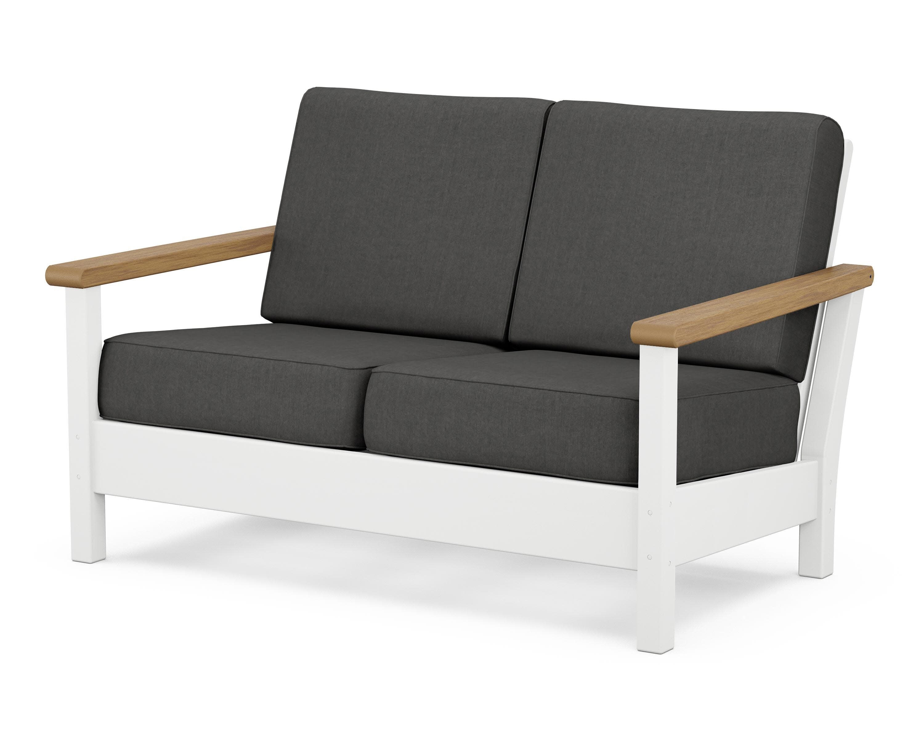 Harbour Deep Seating Loveseat in White / Natural / Spectrum Carbon