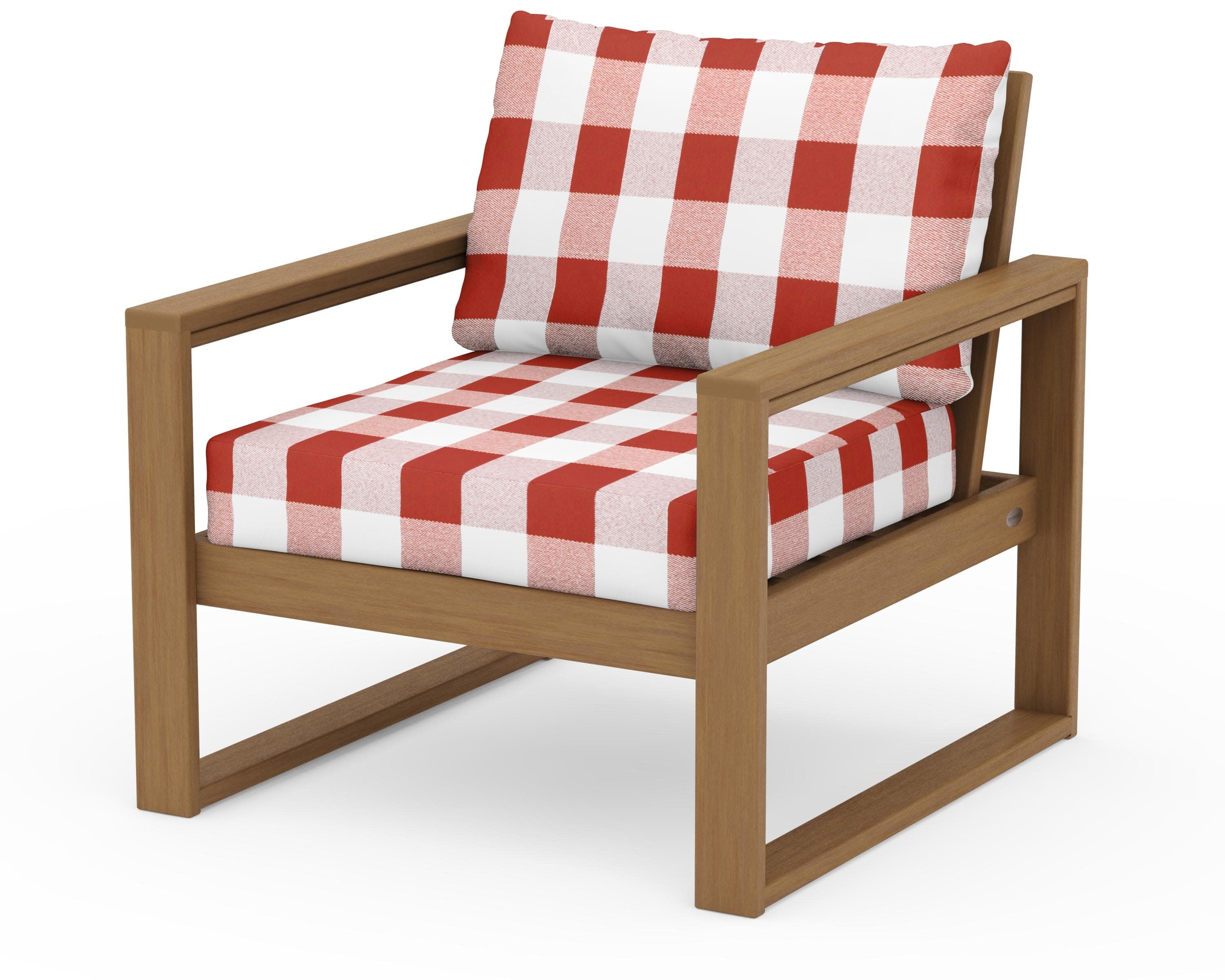 EDGE Club Chair in Natural / Buffalo Plaid Crimson