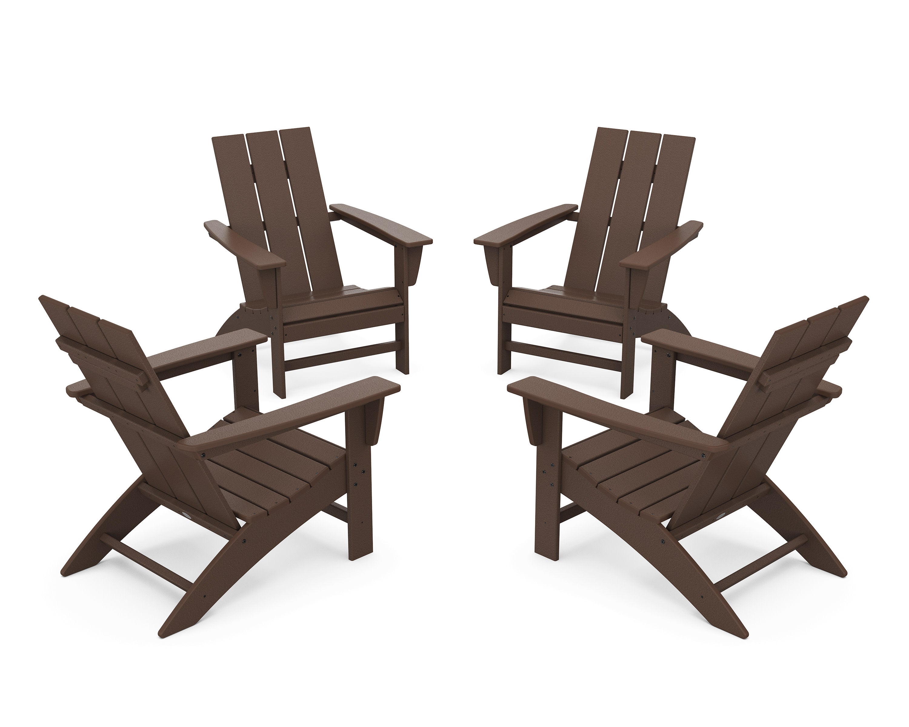 4-Piece Modern Adirondack Chair Conversation Set in Mahogany