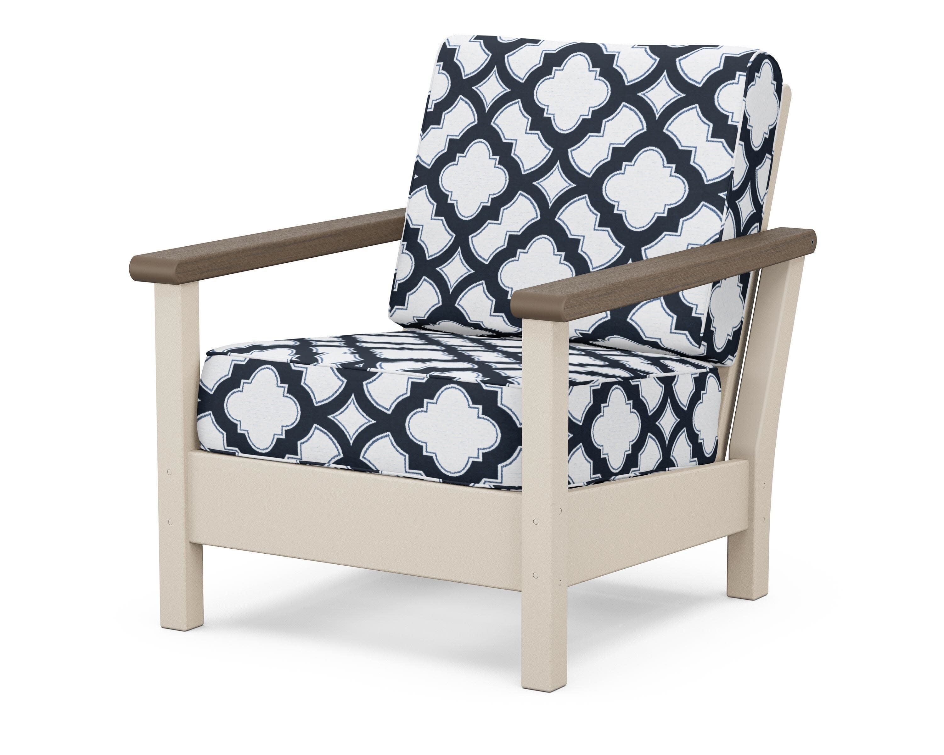 Harbour Deep Seating Chair in Sand / Kona / Trellis Marine Indigo