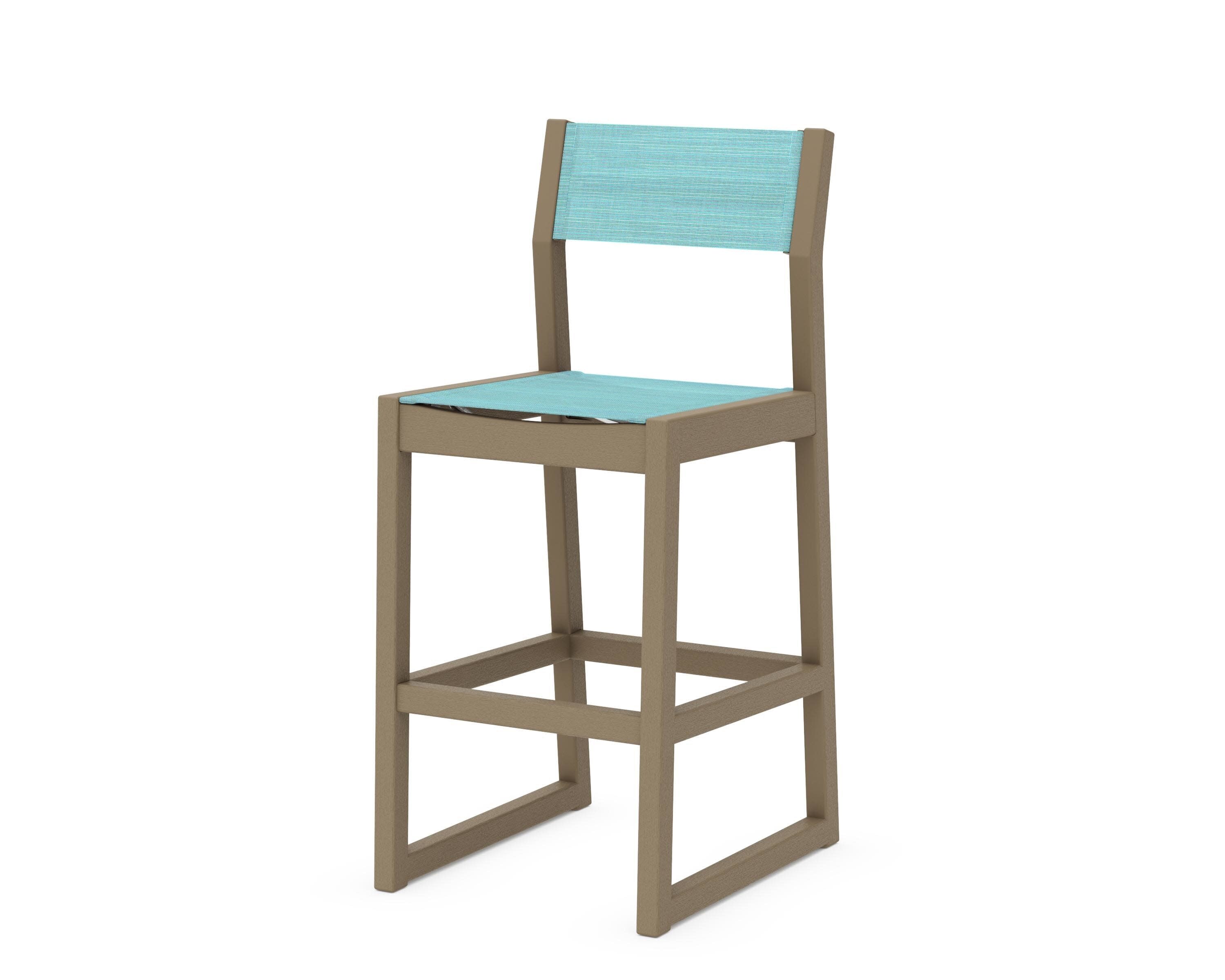 EDGE Sling Bar Side Chair in Vintage Sahara / Dupioni Aquamarine Sling