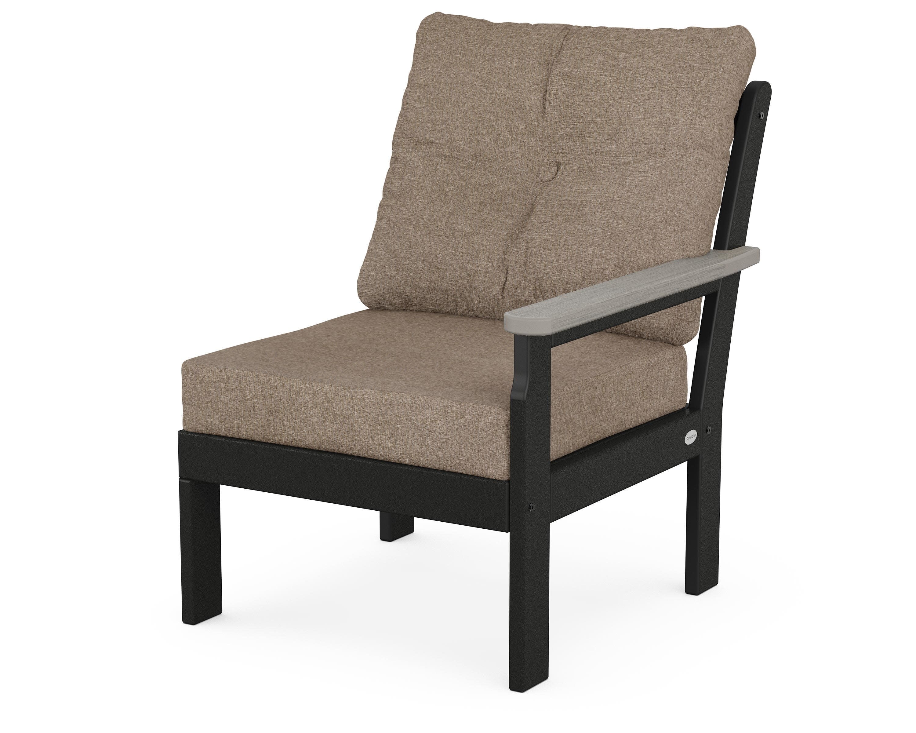 Vineyard Modular Right Arm Chair in Black / Driftwood / Spiced Burlap