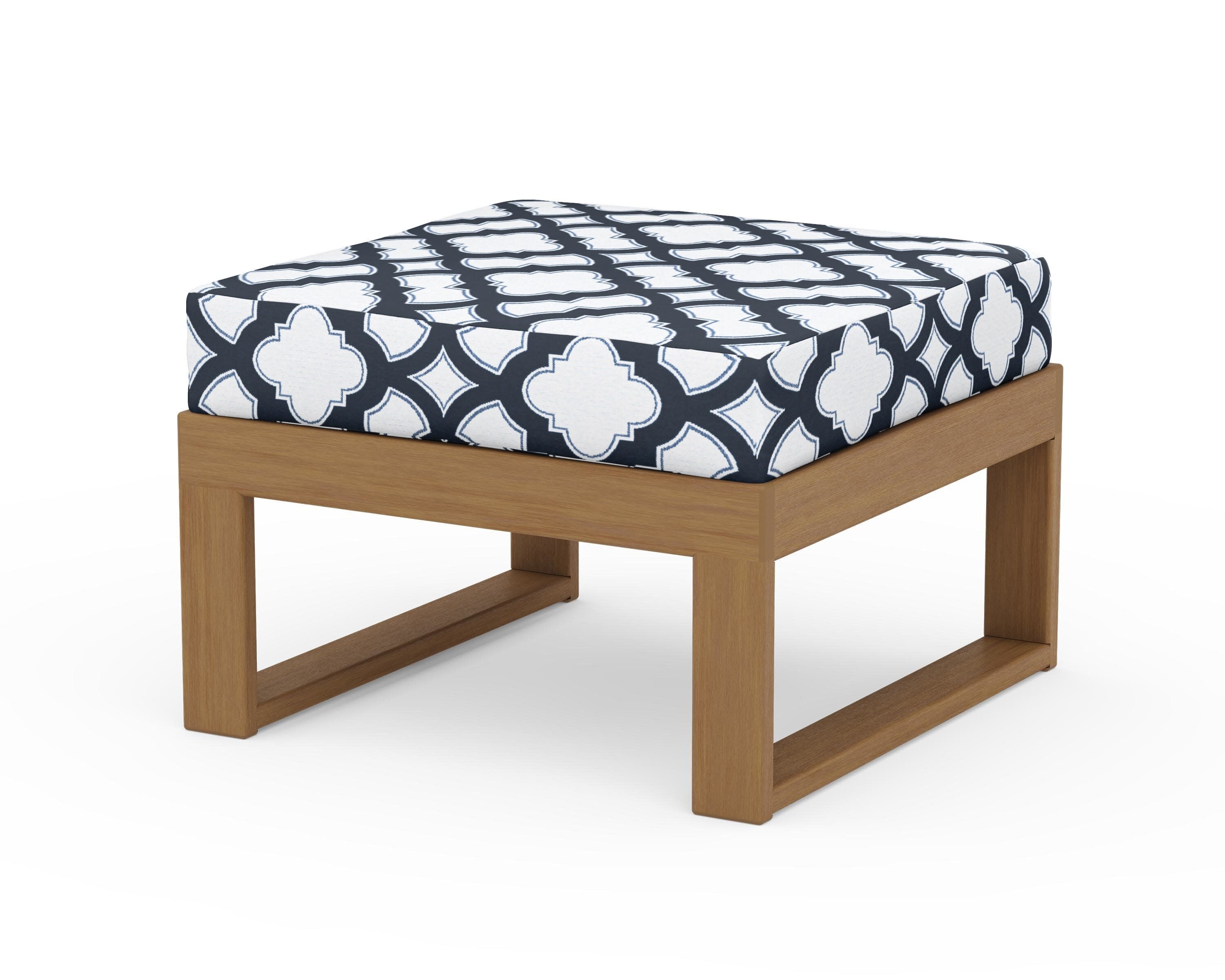 Modular Ottoman - Modern in Natural / Trellis Marine Indigo