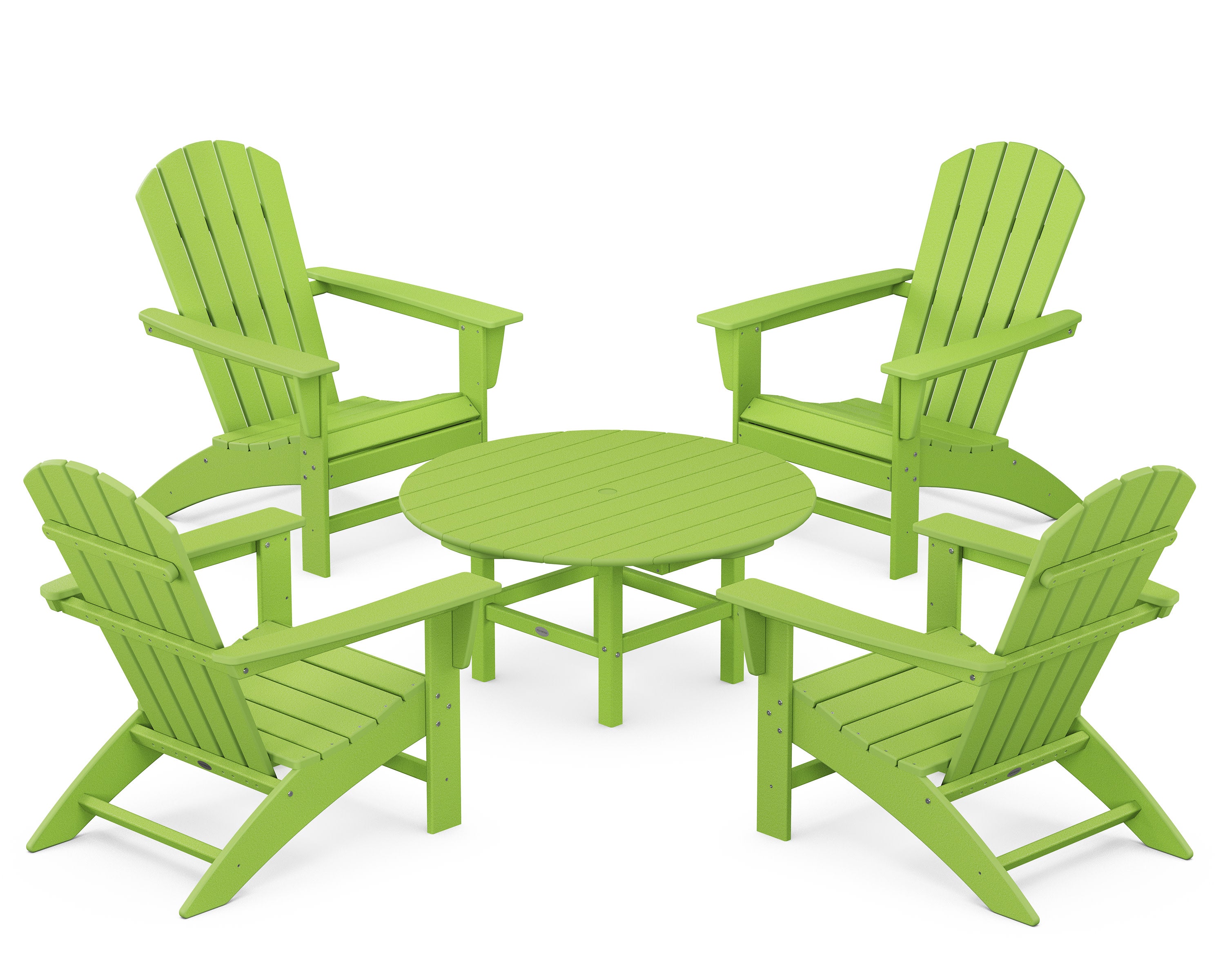 Nautical 5-Piece Adirondack Chair Conversation Set in Lime