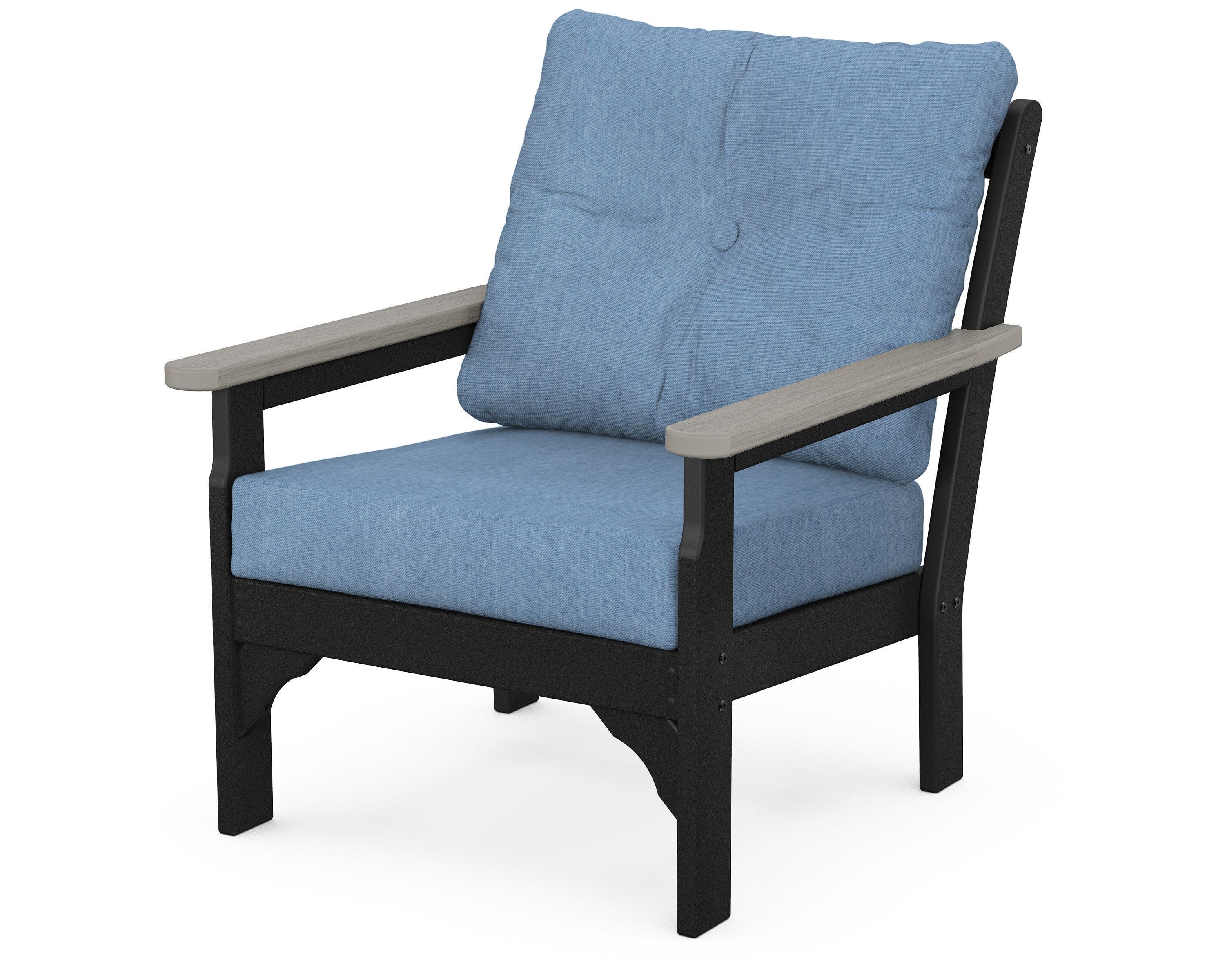 Vineyard Deep Seating Chair in Black / Driftwood / Sky Blue
