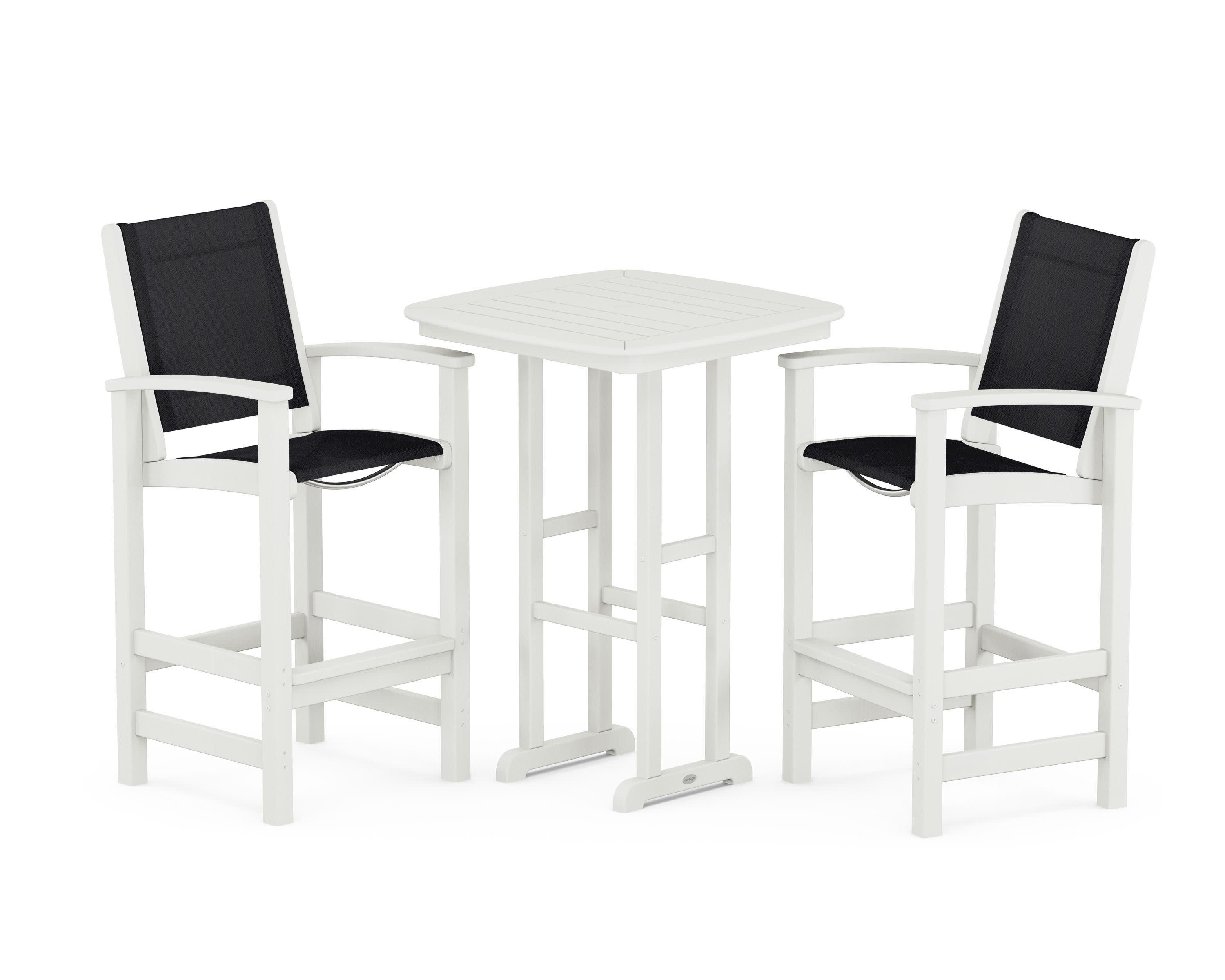 Coastal 3-Piece Bar Set in Vintage White / Black Sling