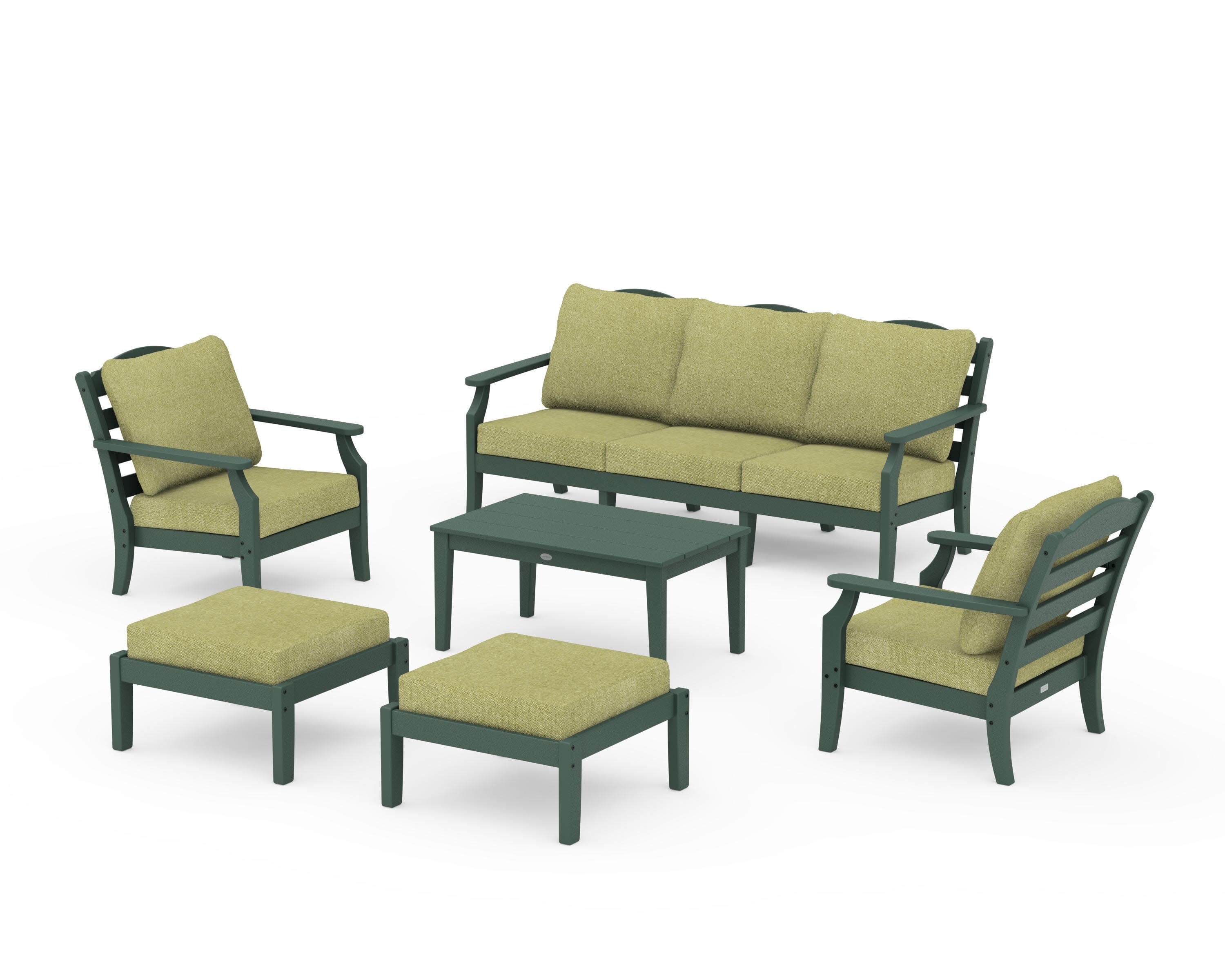 Savannah 6-Piece Lounge Sofa Set in Green / Chartreuse Boucle