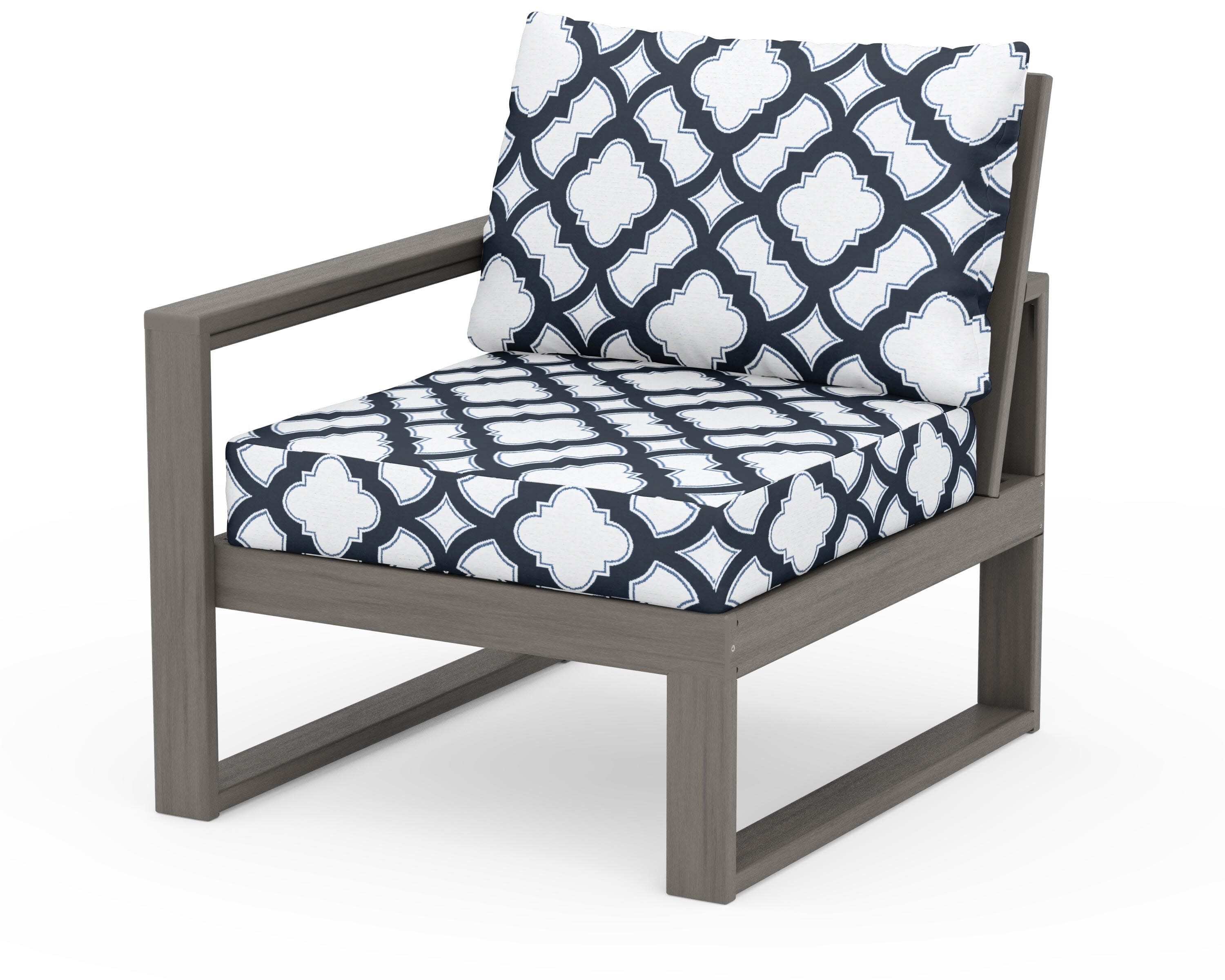 EDGE Modular Left Arm Chair in Driftwood / Trellis Marine Indigo