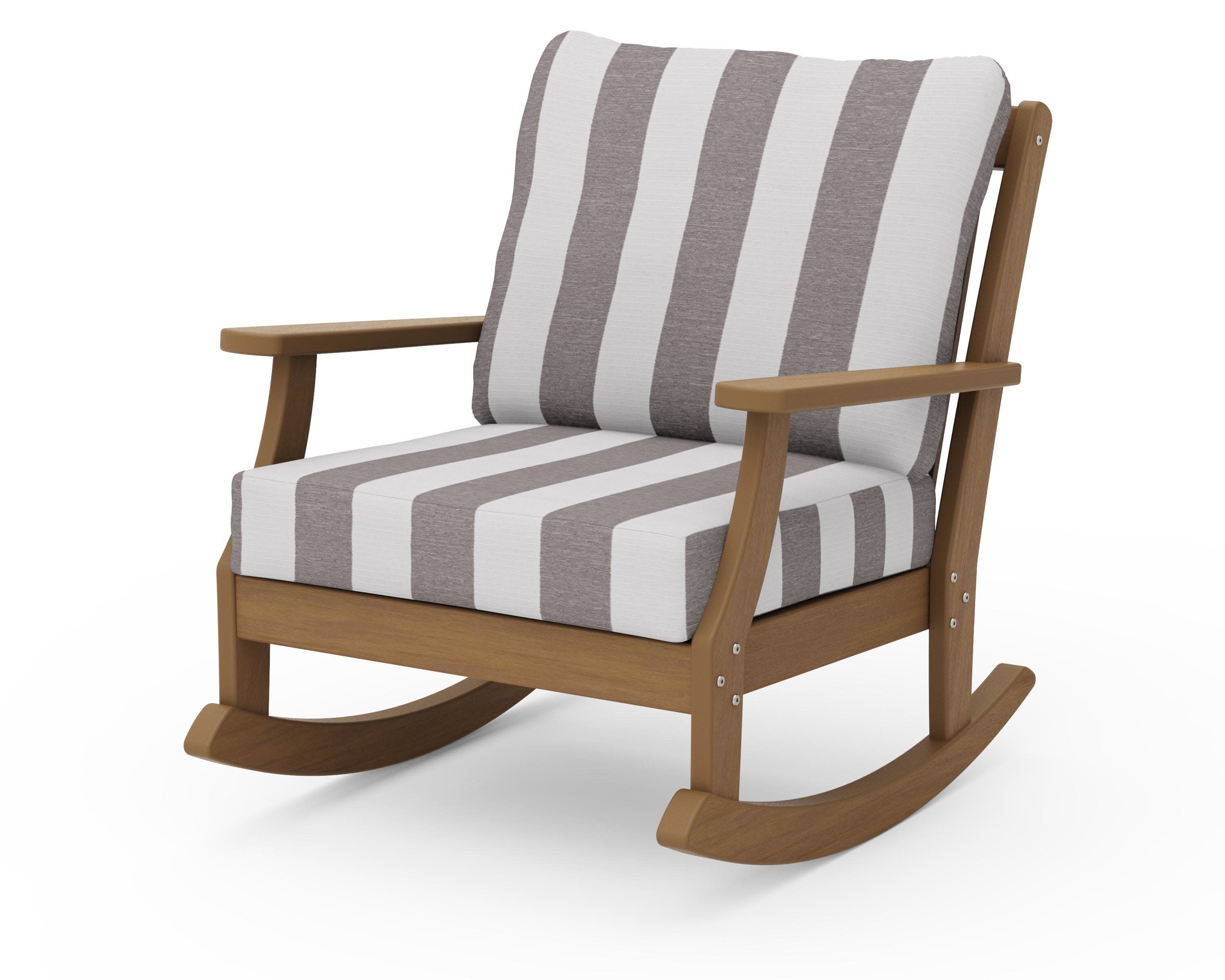 Braxton Deep Seating Rocking Chair in Natural / Cabana Stripe Grey Mist
