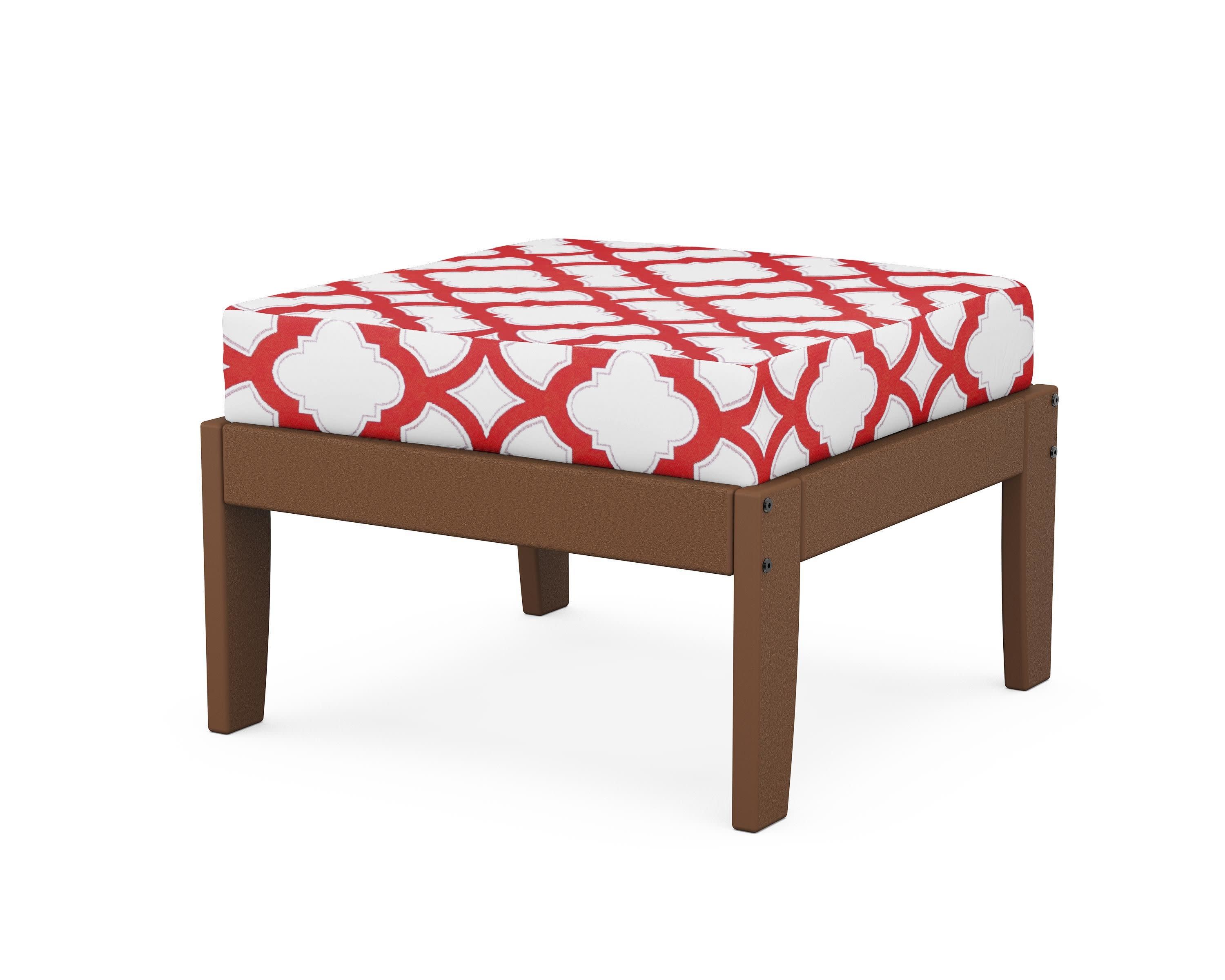 Modular Ottoman - Classic in Teak / Trellis Crimson