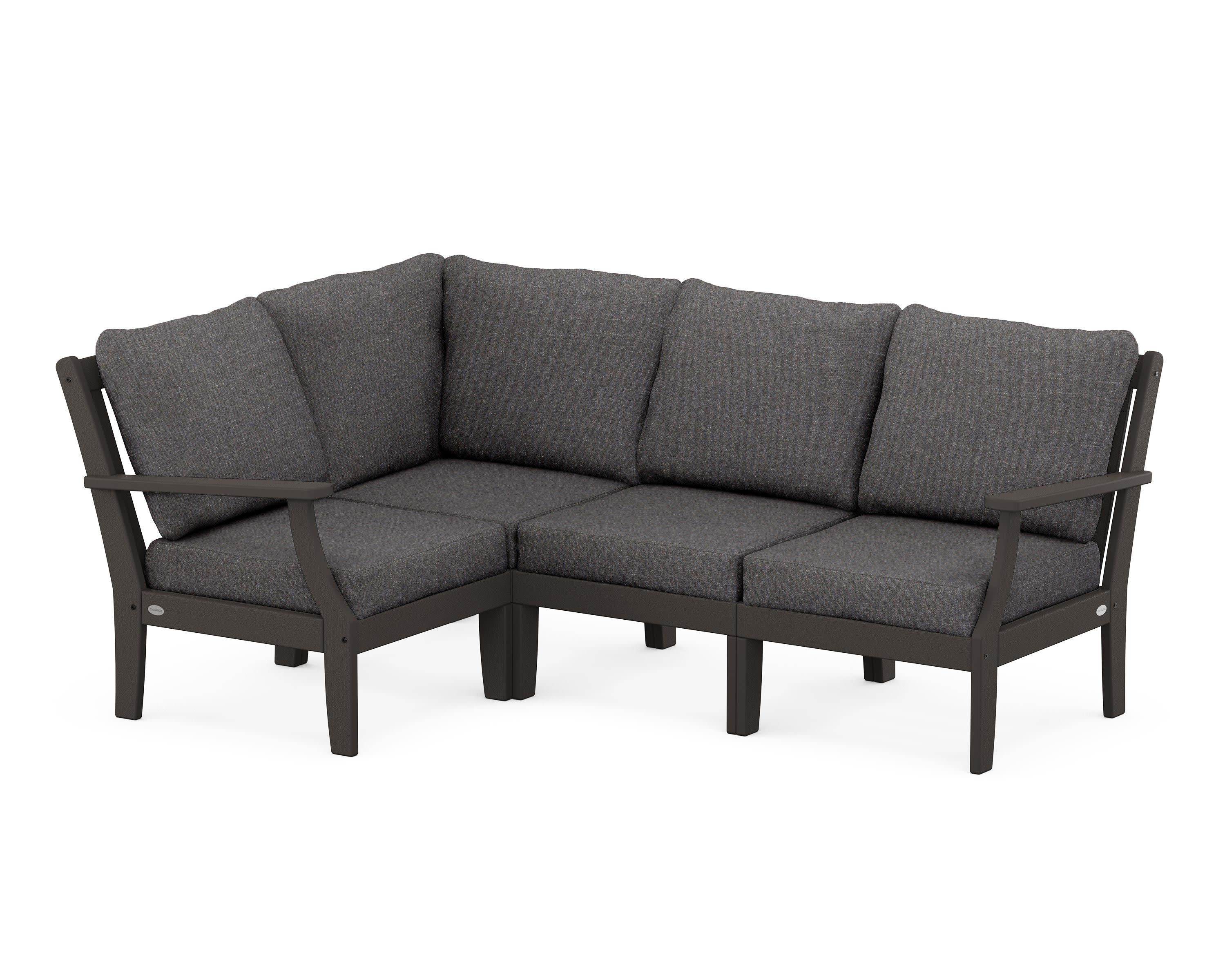Braxton Modular 4-Piece Deep Seating Set in Vintage Coffee / Ash Charcoal