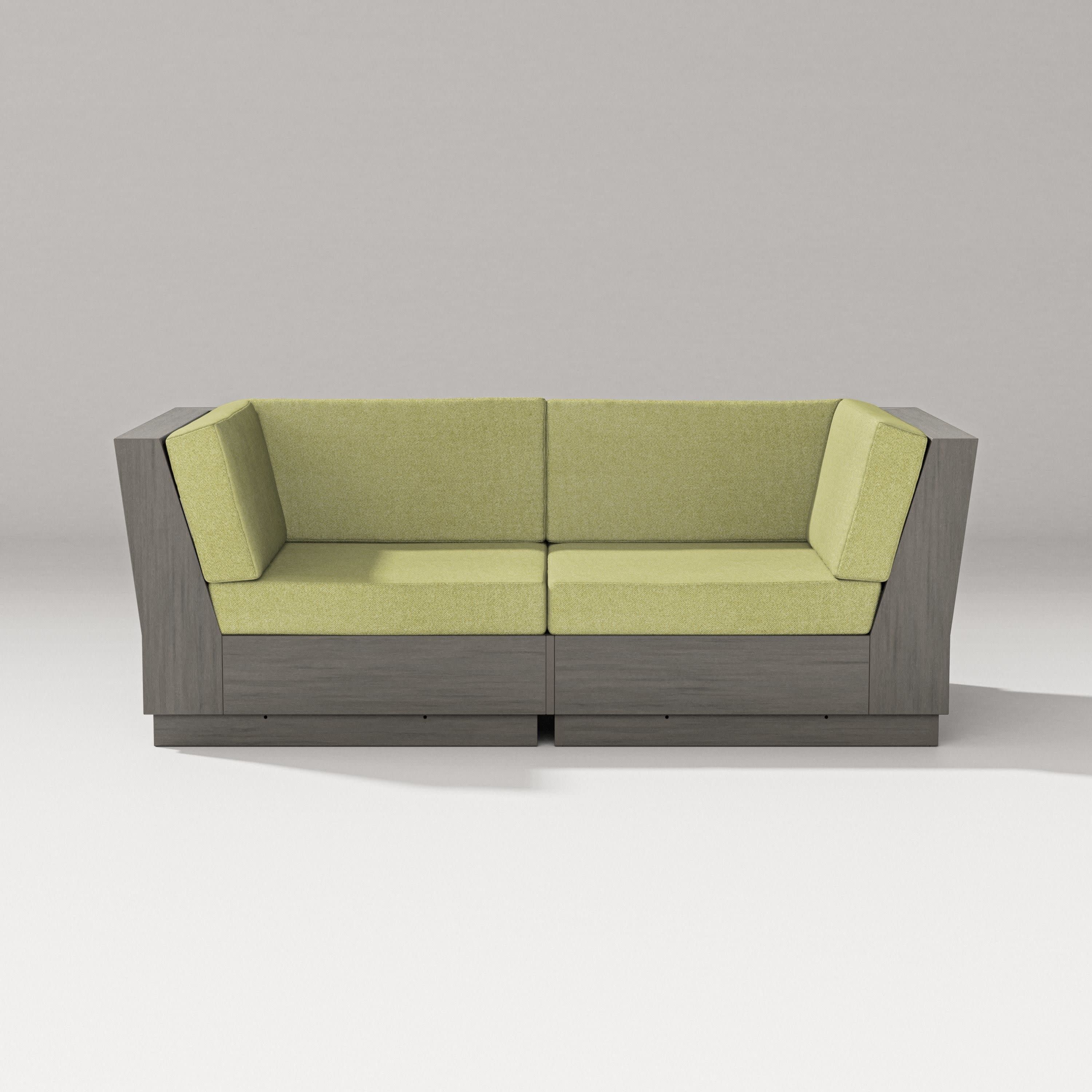 Elevate Loveseat Sectional in Driftwood / Chartreuse Boucle