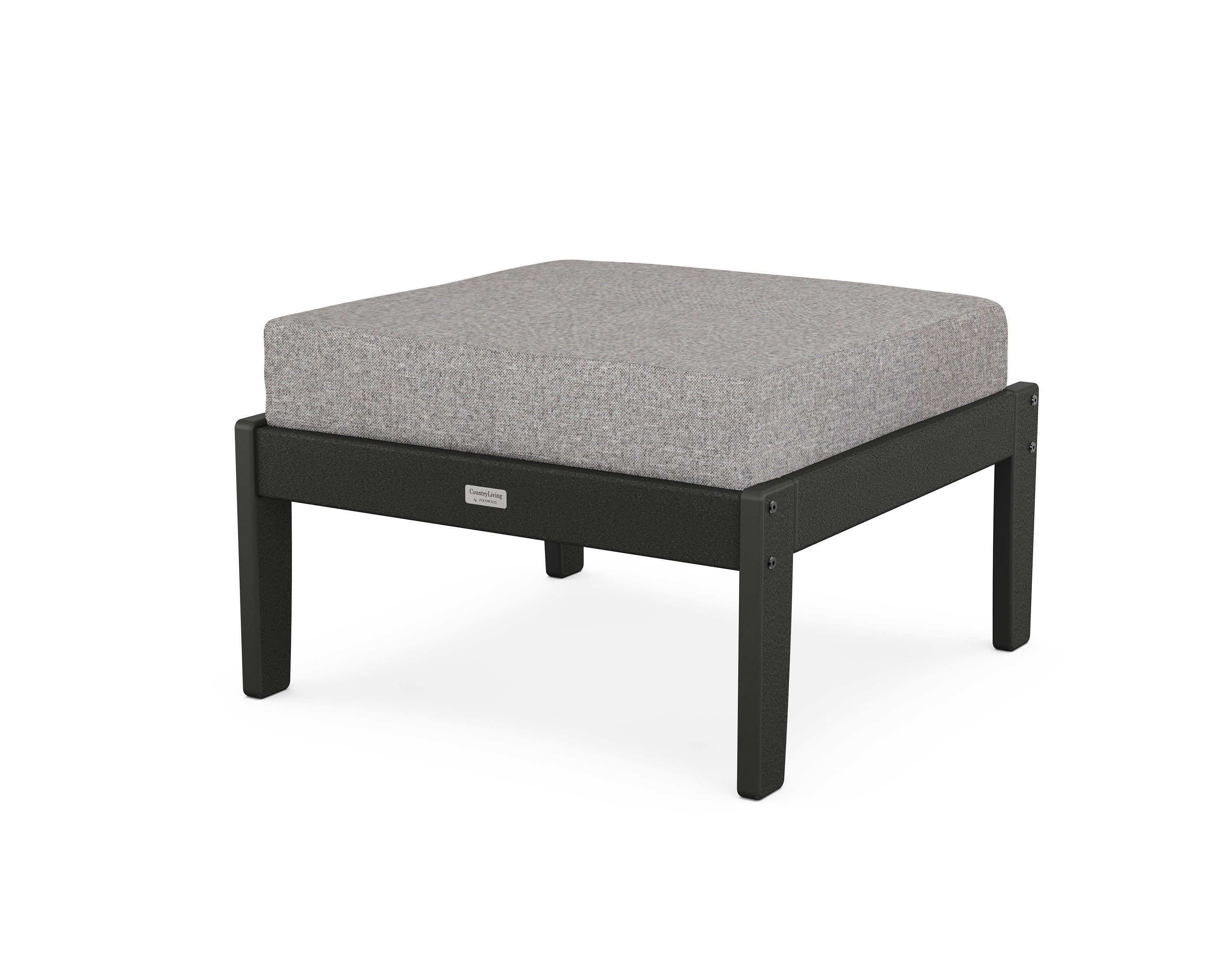 Cottage Deep Seating Ottoman in Black / Grey Mist