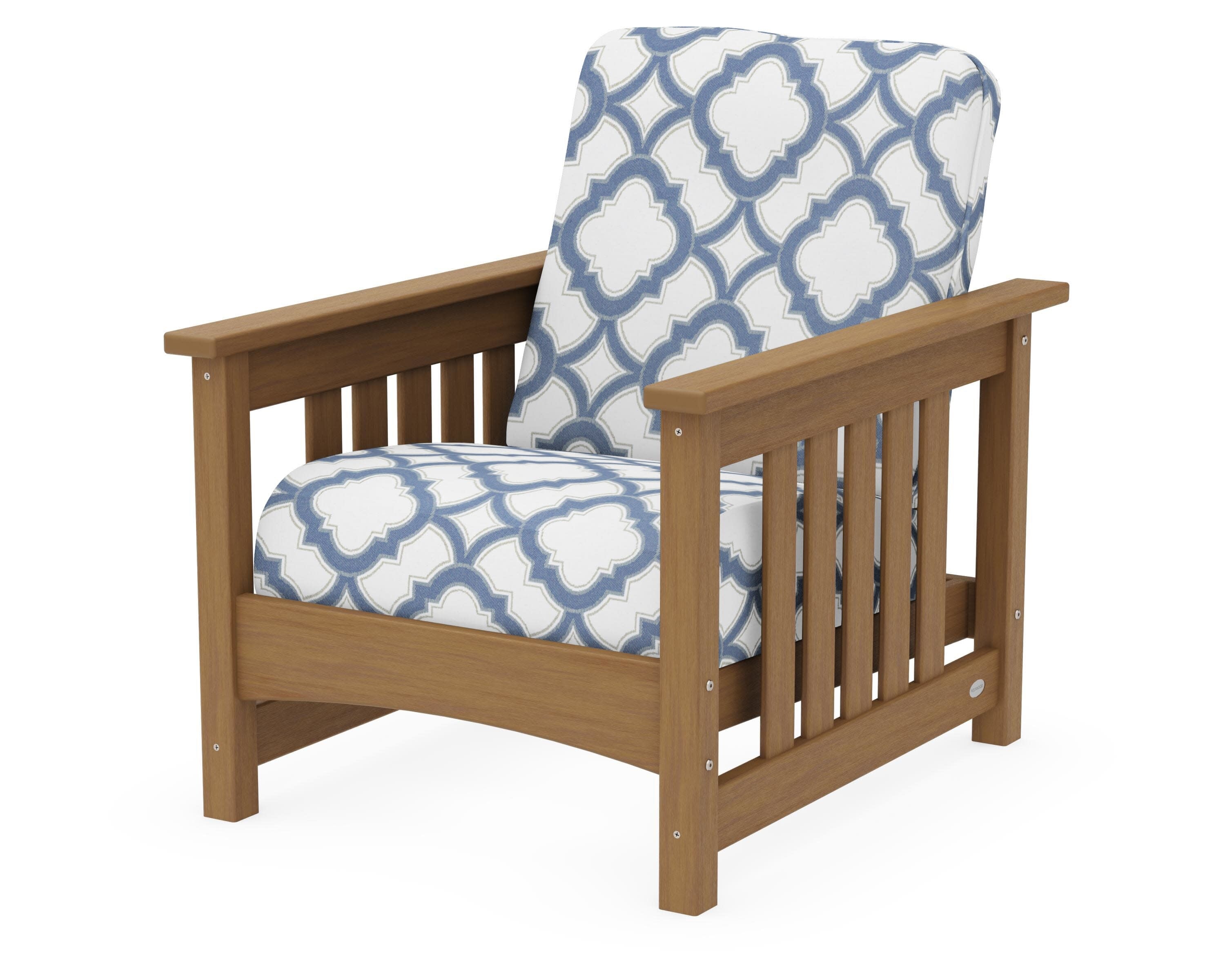 Club Mission Chair in Natural / Trellis Sky Blue