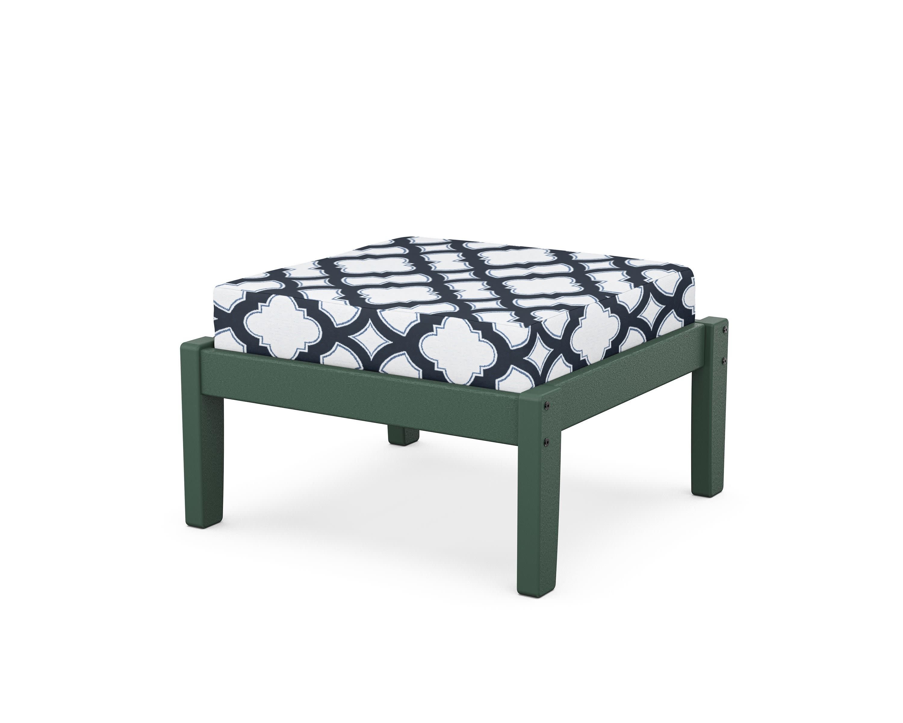 Deep Seating Ottoman in Green / Trellis Marine Indigo