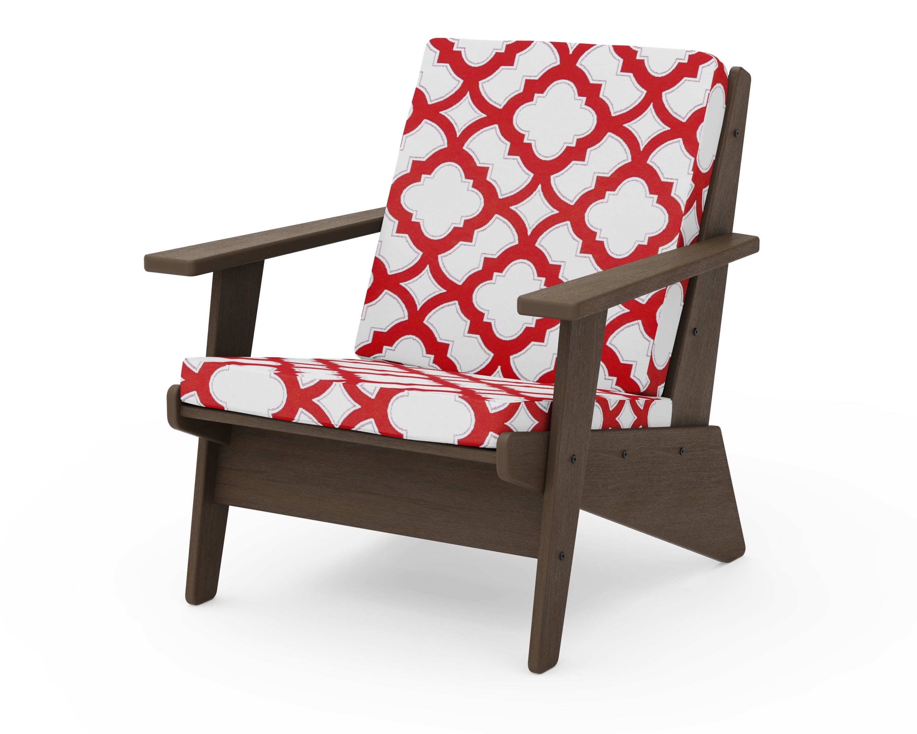 Riviera Modern Lounge Chair in Kona / Trellis Crimson