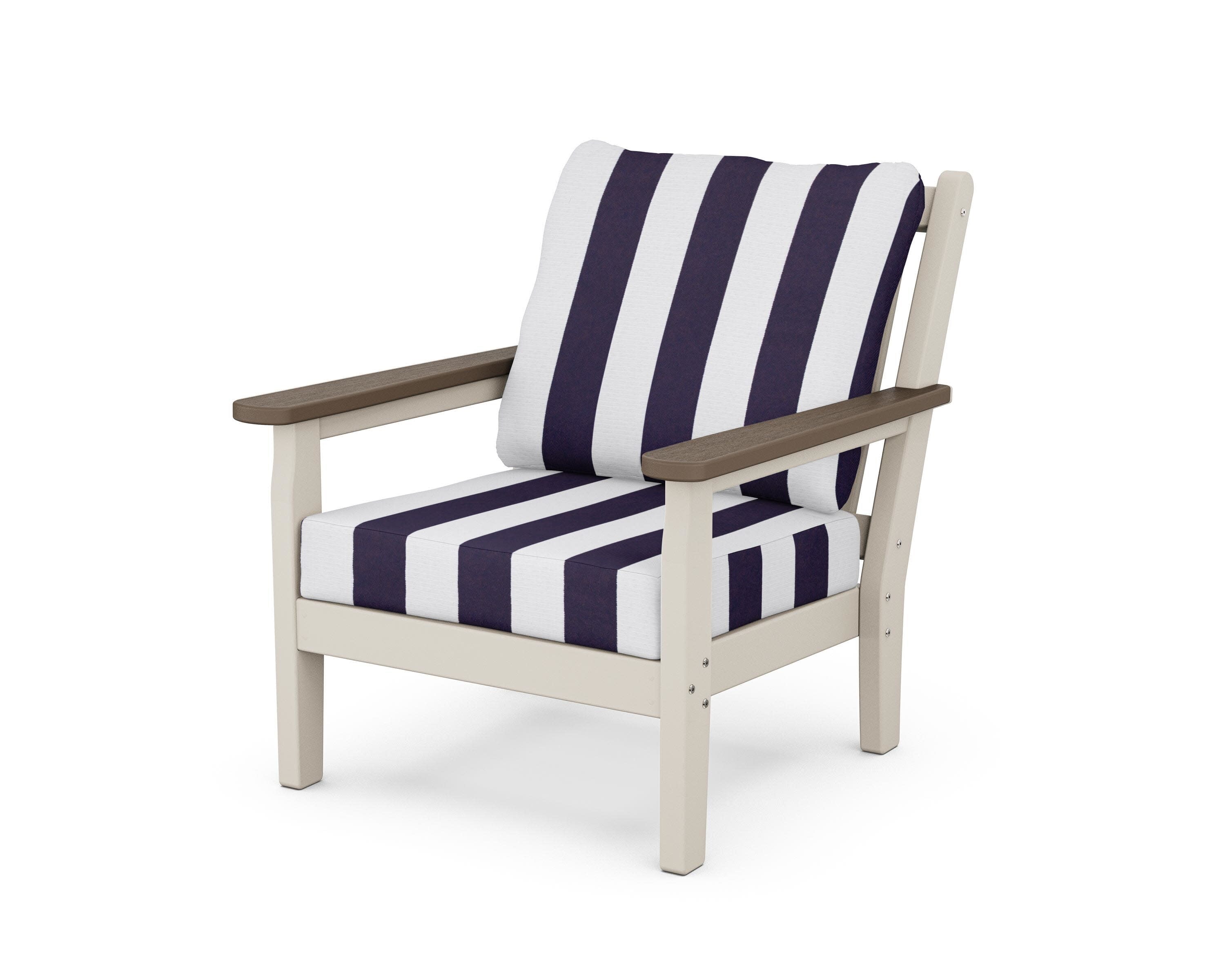 Chippendale Deep Seating Chair in Sand / Kona / Cabana Stripe Navy