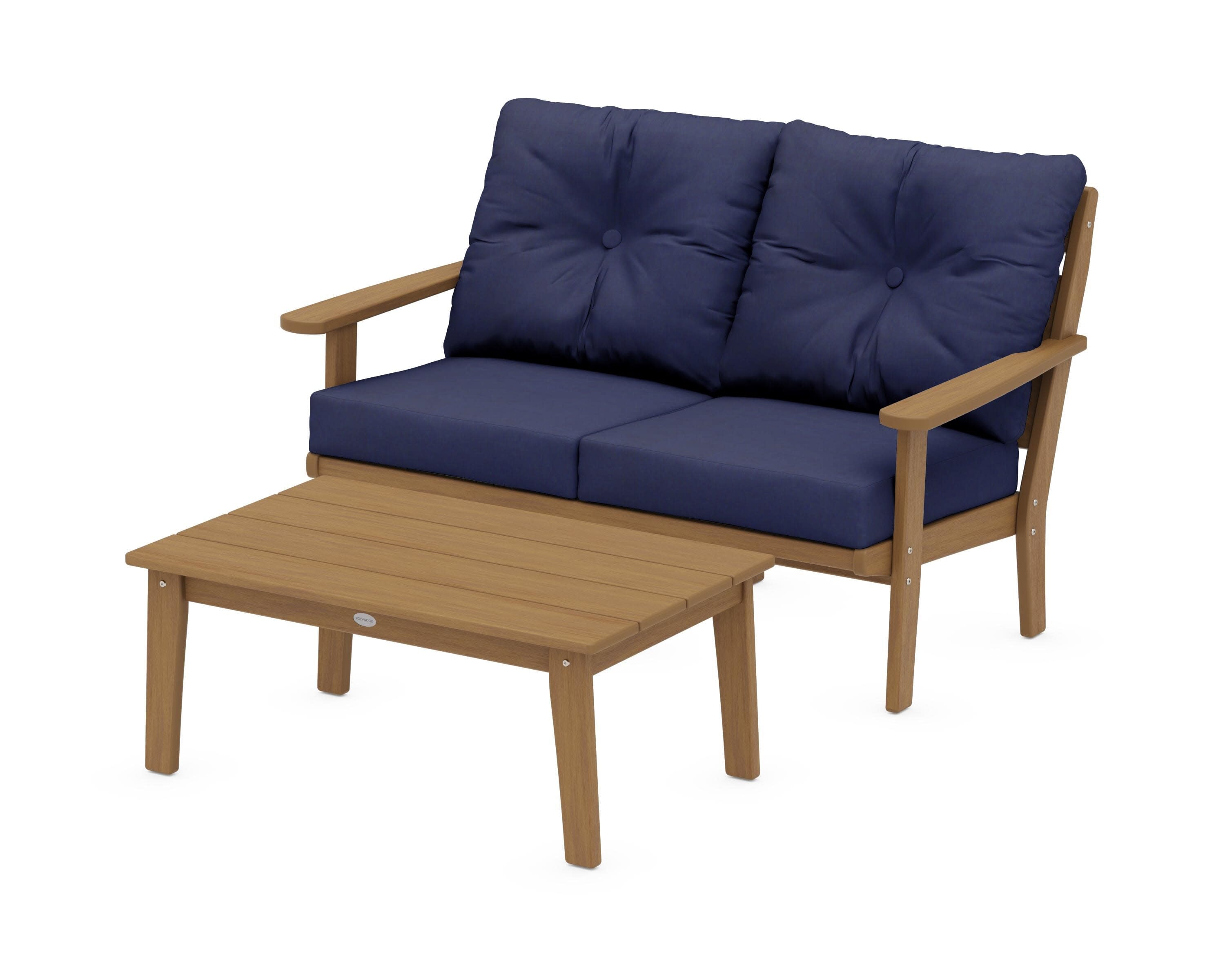 Lakeside 2-Piece Lounge Loveseat Set in Natural / Navy