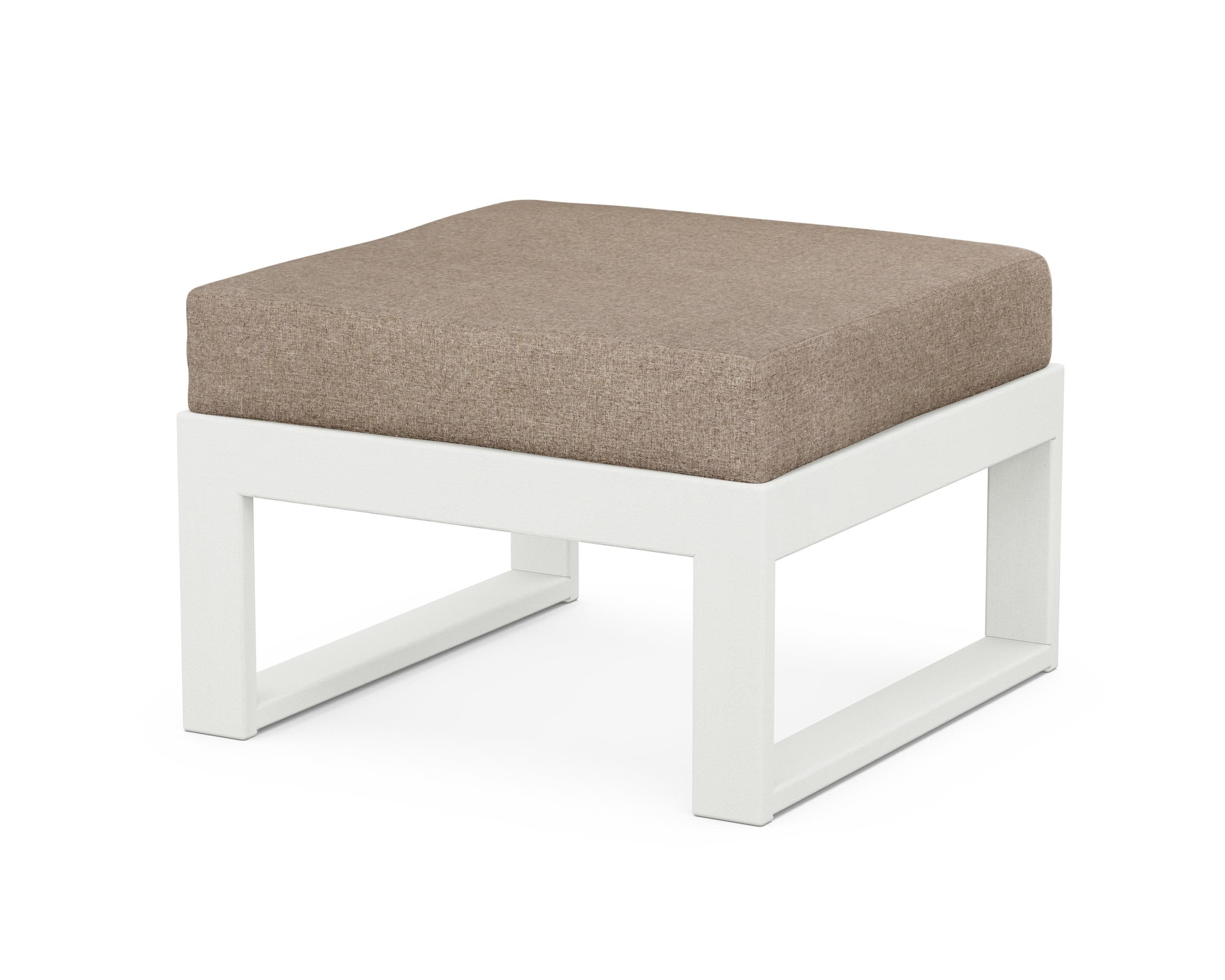 Modular Ottoman - Modern in Vintage White / Spiced Burlap