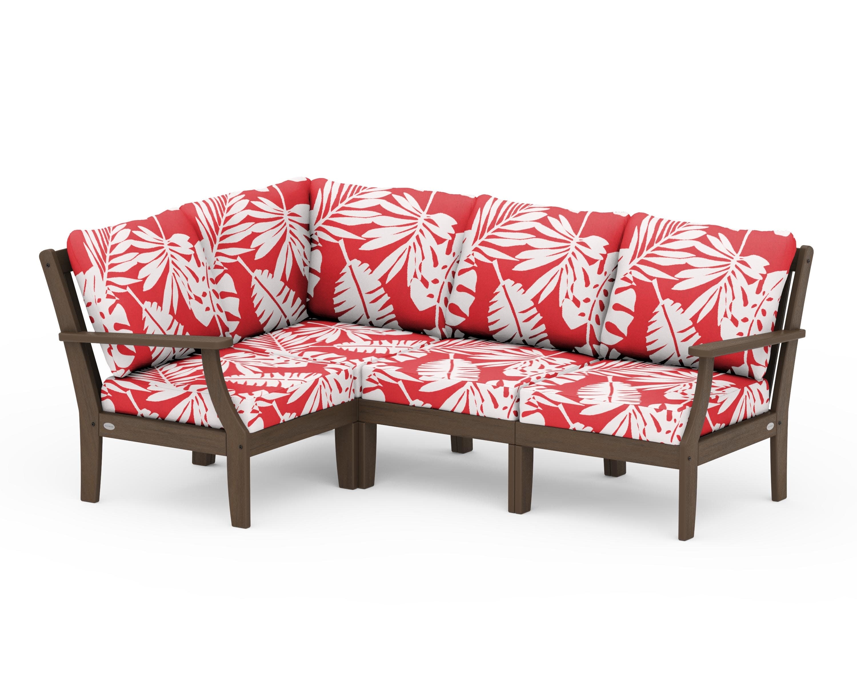 Braxton Modular 4-Piece Deep Seating Set in Kona / Leaf Crimson