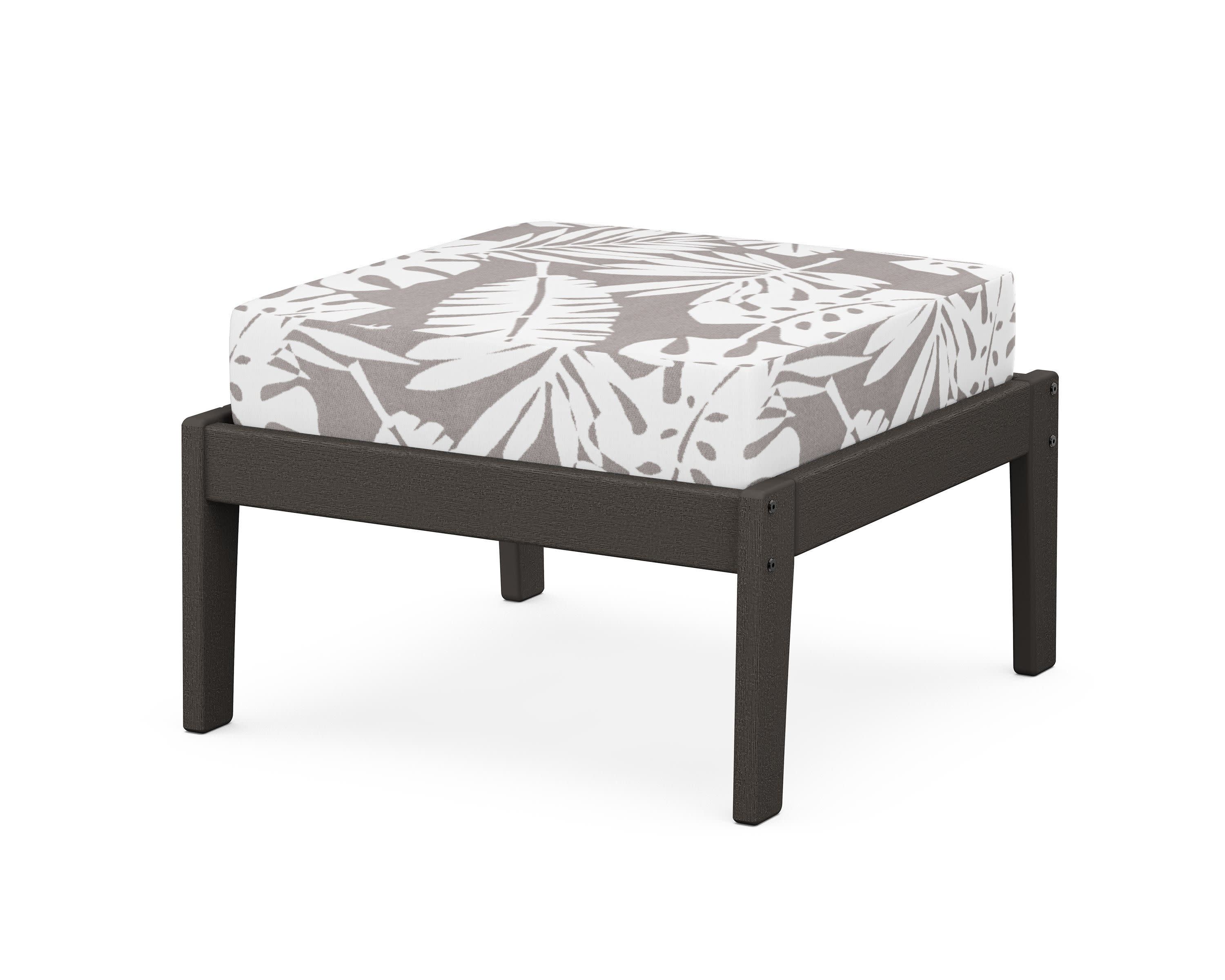 Deep Seating Ottoman in Vintage Coffee / Leaf Grey Mist