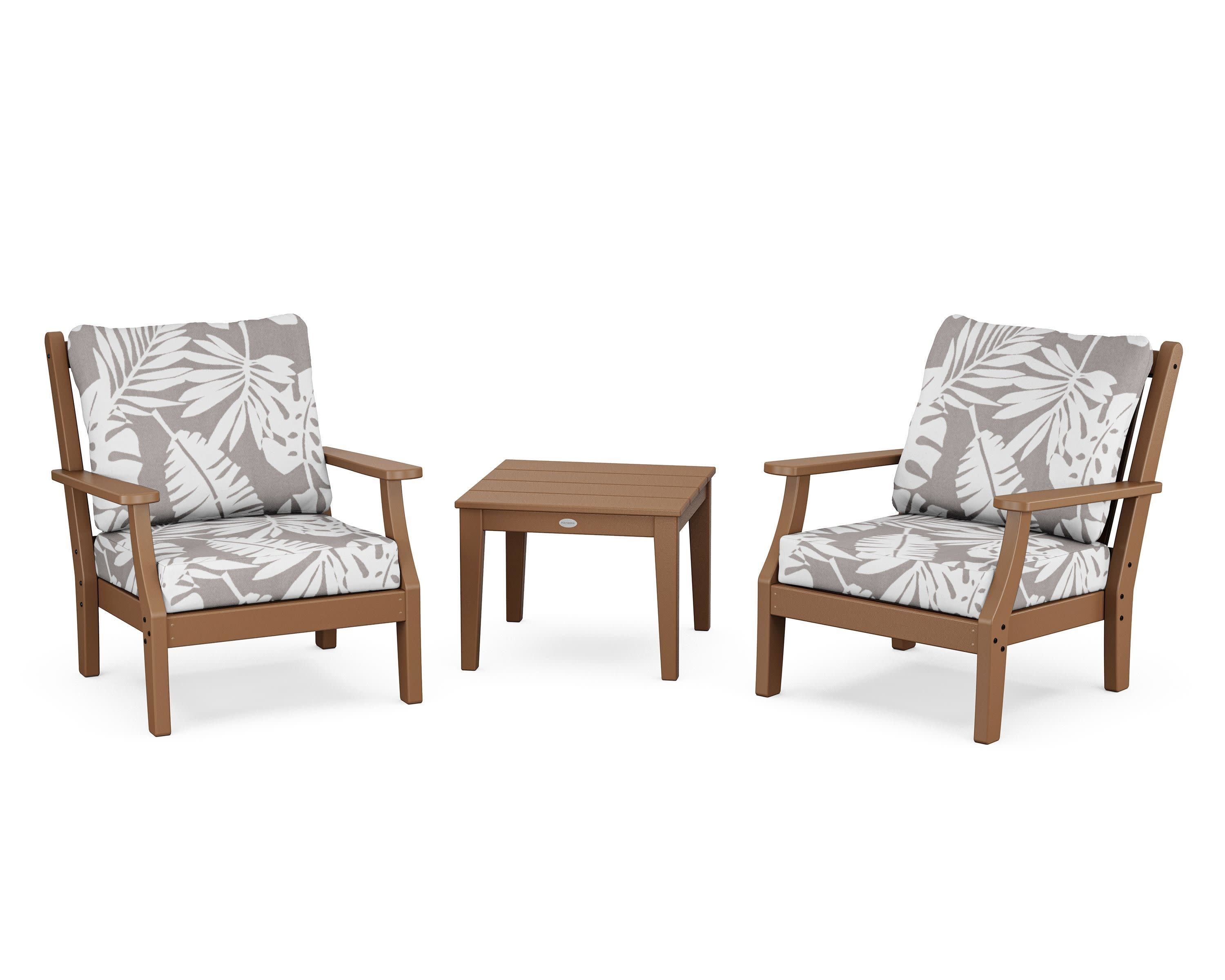 Wovendale 3-Piece Deep Seating Set in Teak / Leaf Grey Mist