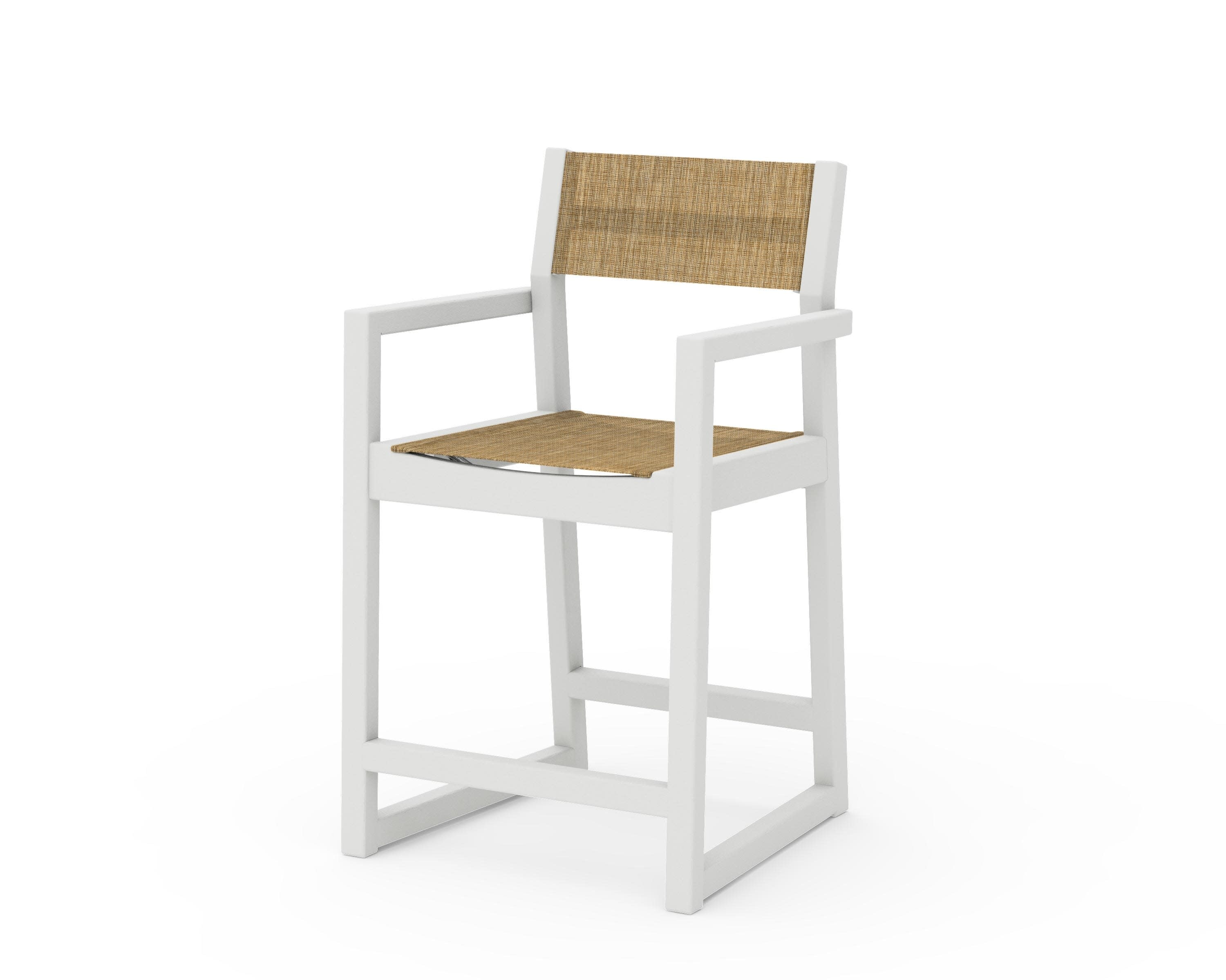 EDGE Sling Counter Arm Chair in Vintage White / Burlap Sling