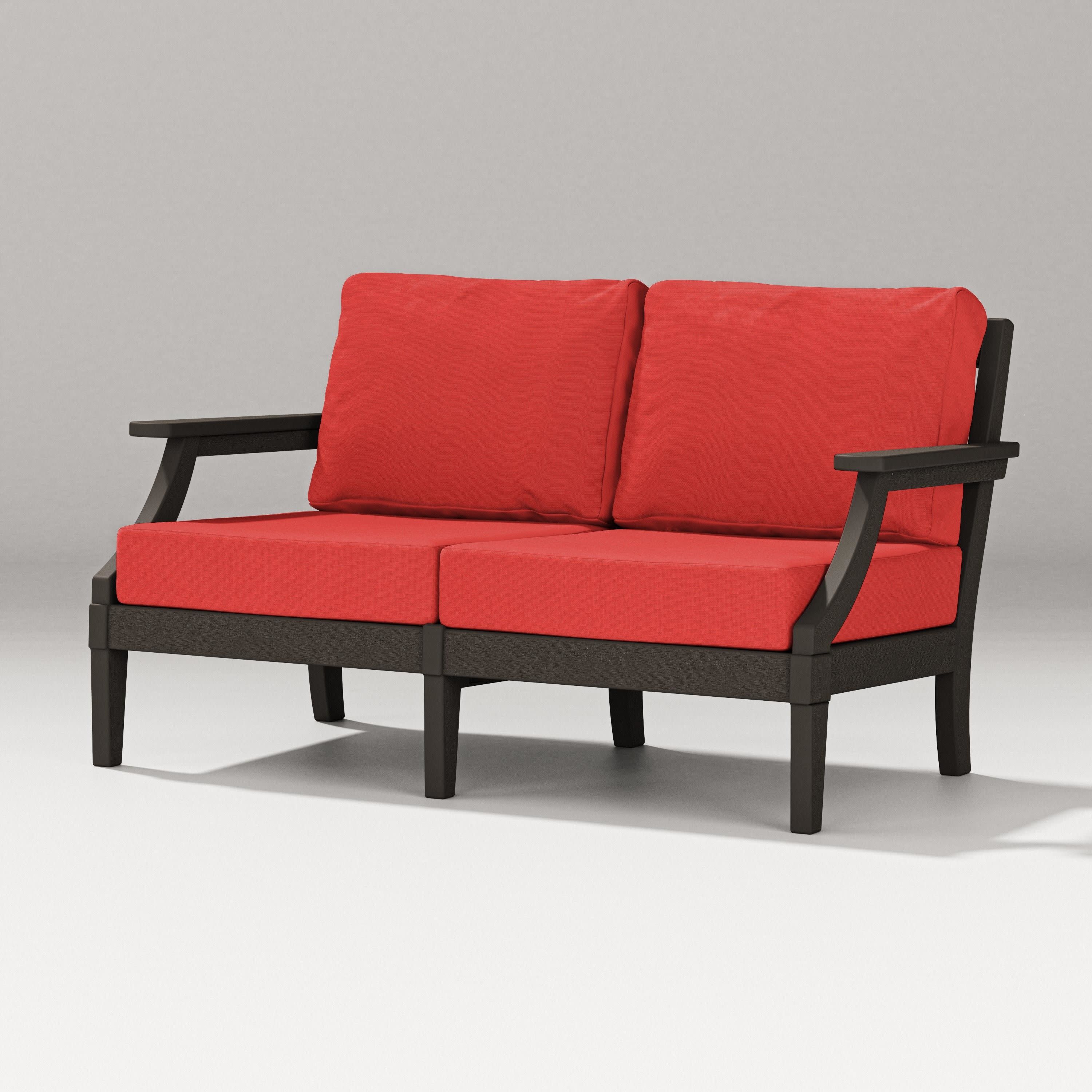Estate Loveseat in Vintage Coffee / Crimson Linen