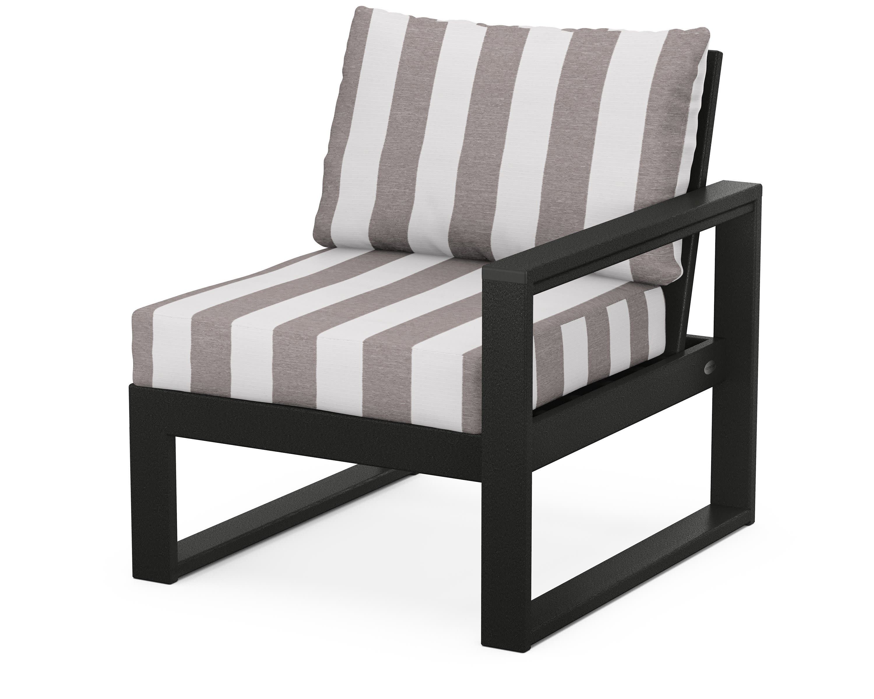 EDGE Modular Right Arm Chair in Black / Cabana Stripe Grey Mist