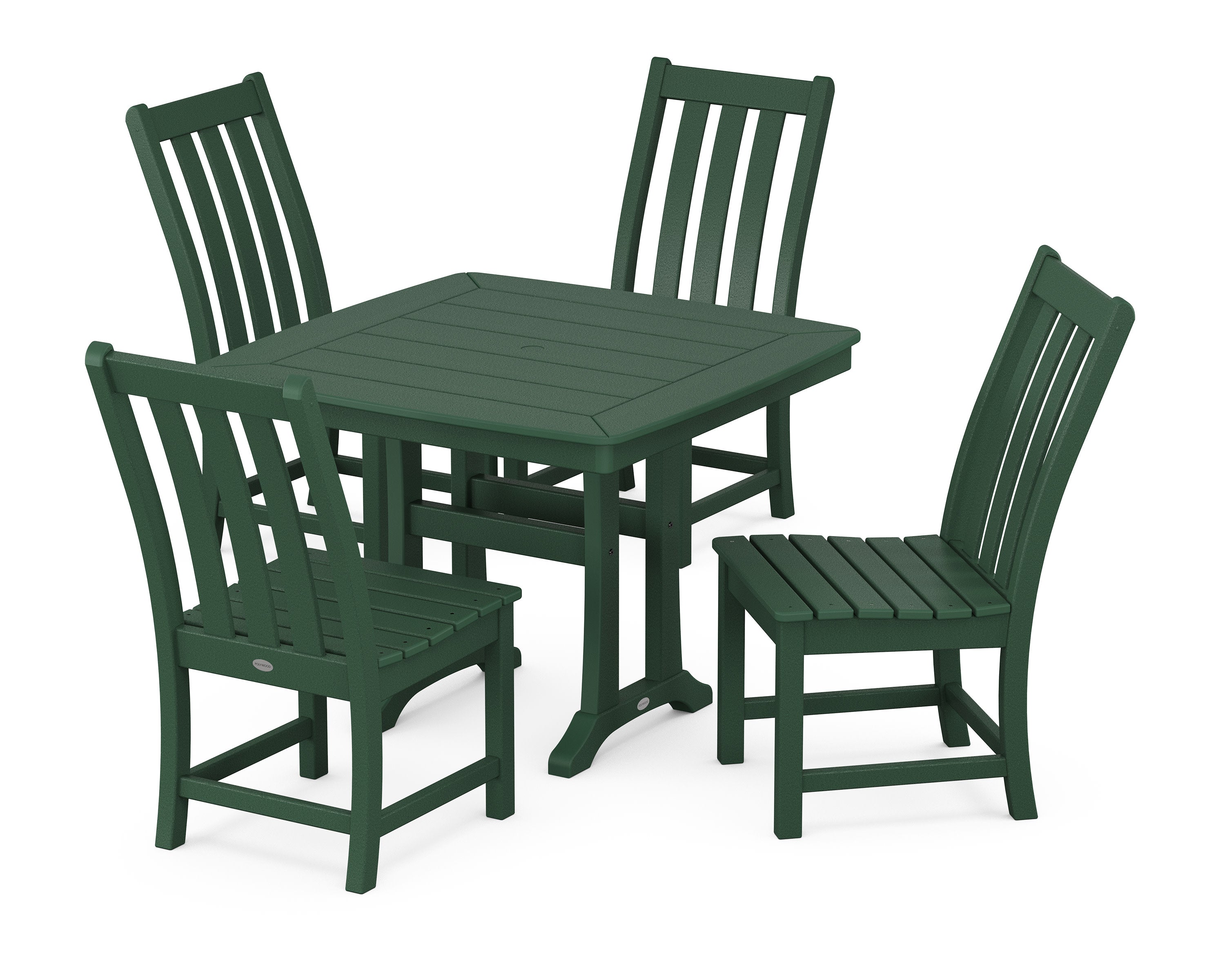Vineyard Side Chair 5-Piece Dining Set with Trestle Legs in Green