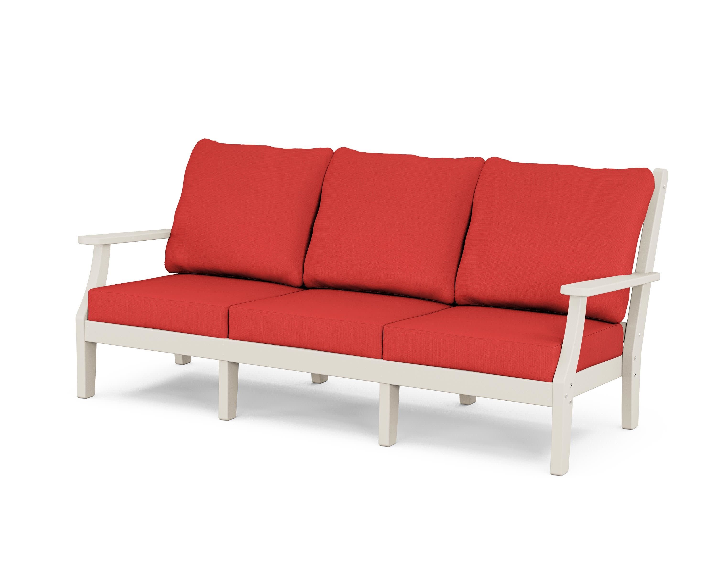 Wovendale Deep Seating Sofa in Sand / Crimson Linen