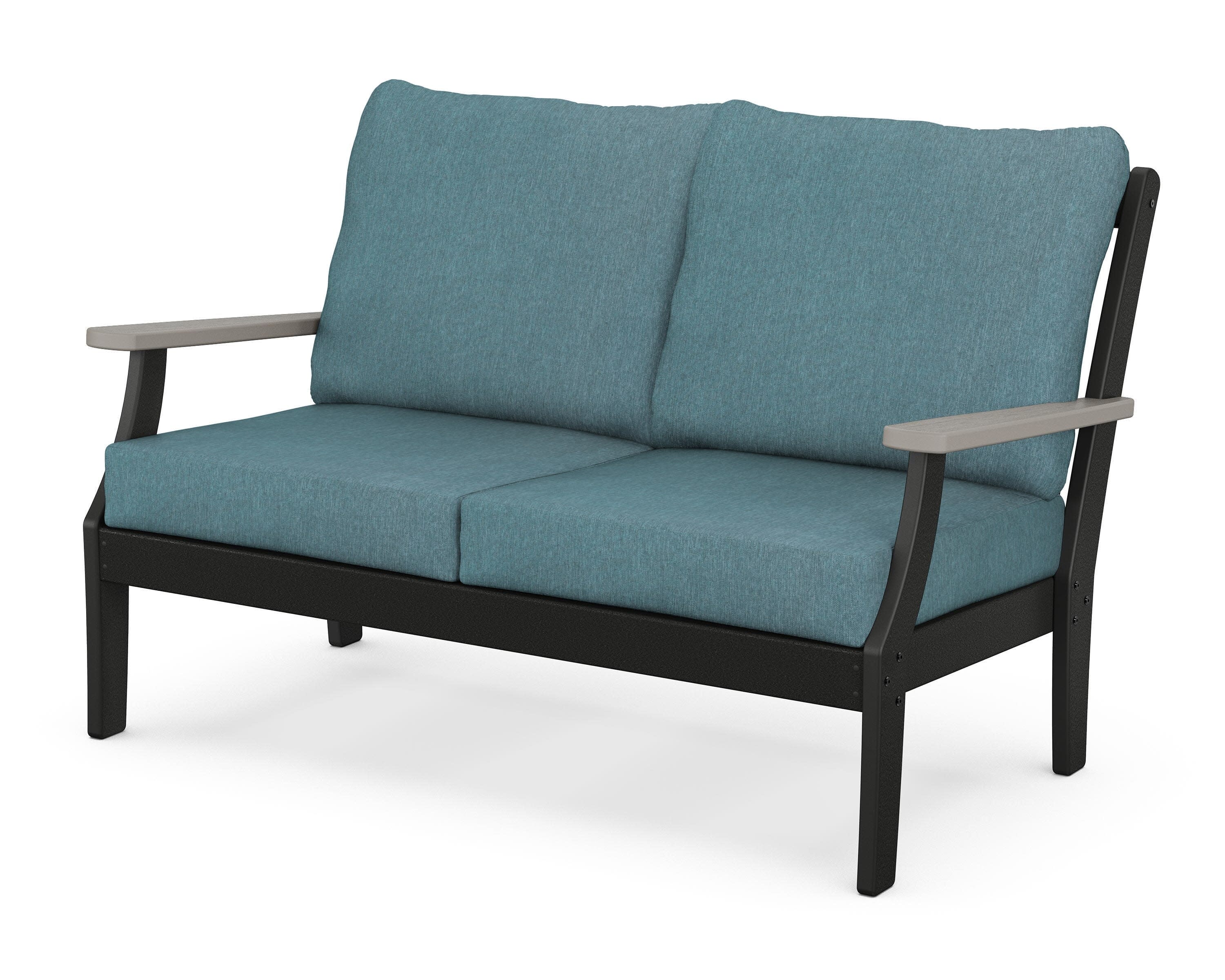 Braxton Deep Seating Loveseat in Black / Driftwood / Ocean Teal