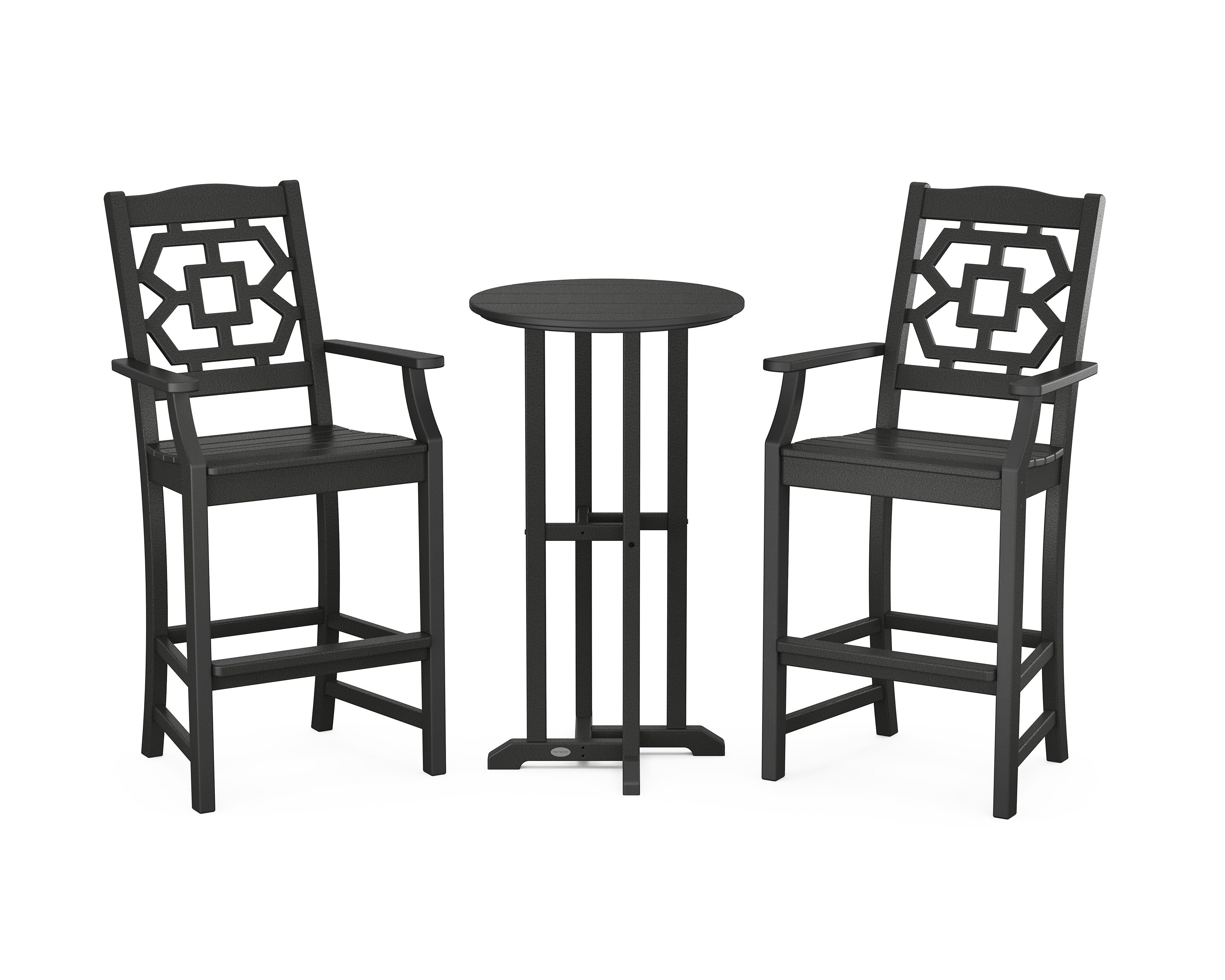 Chinoiserie 3-Piece Farmhouse Bar Set in Black
