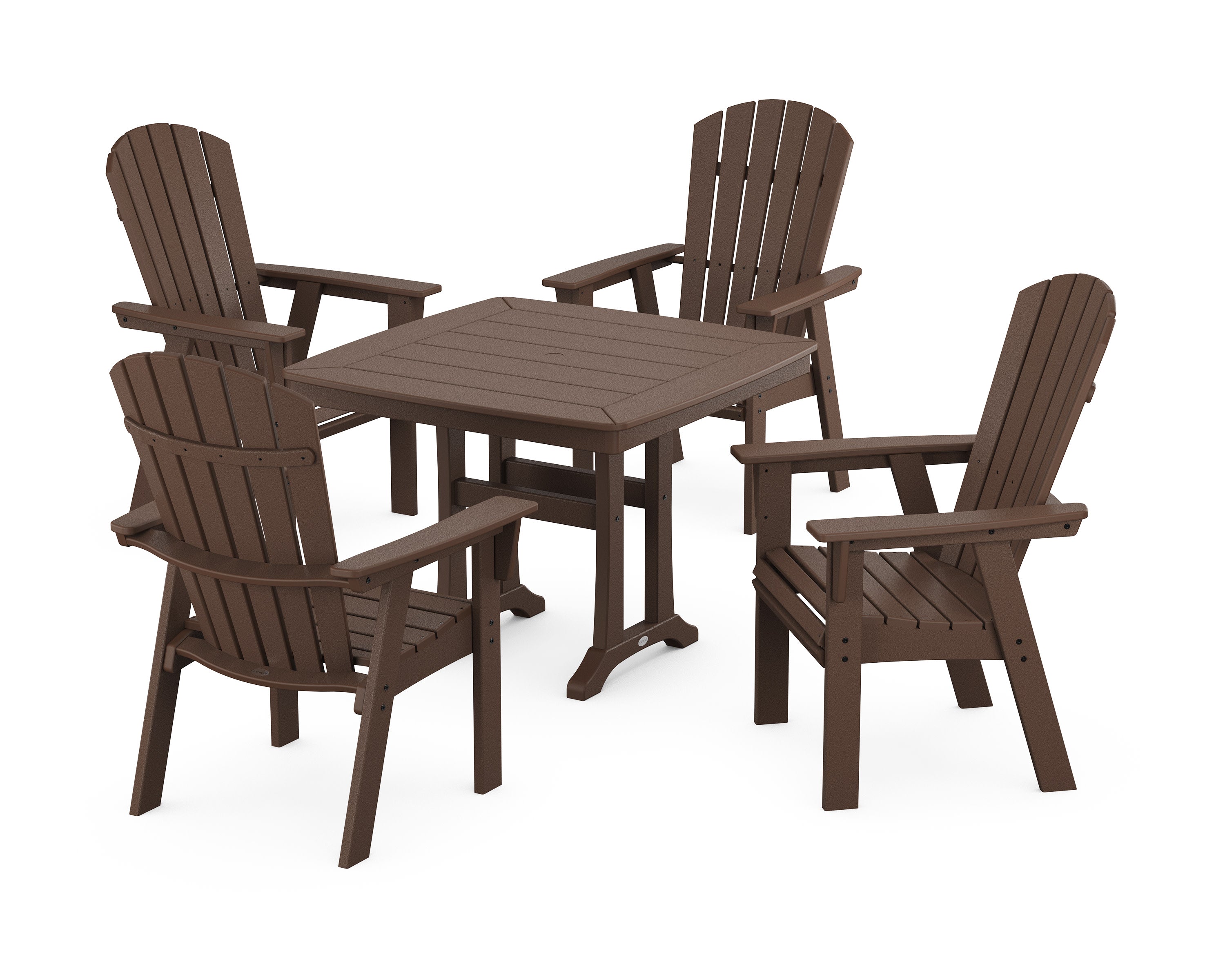 Nautical Adirondack 5-Piece Dining Set with Trestle Legs in Mahogany