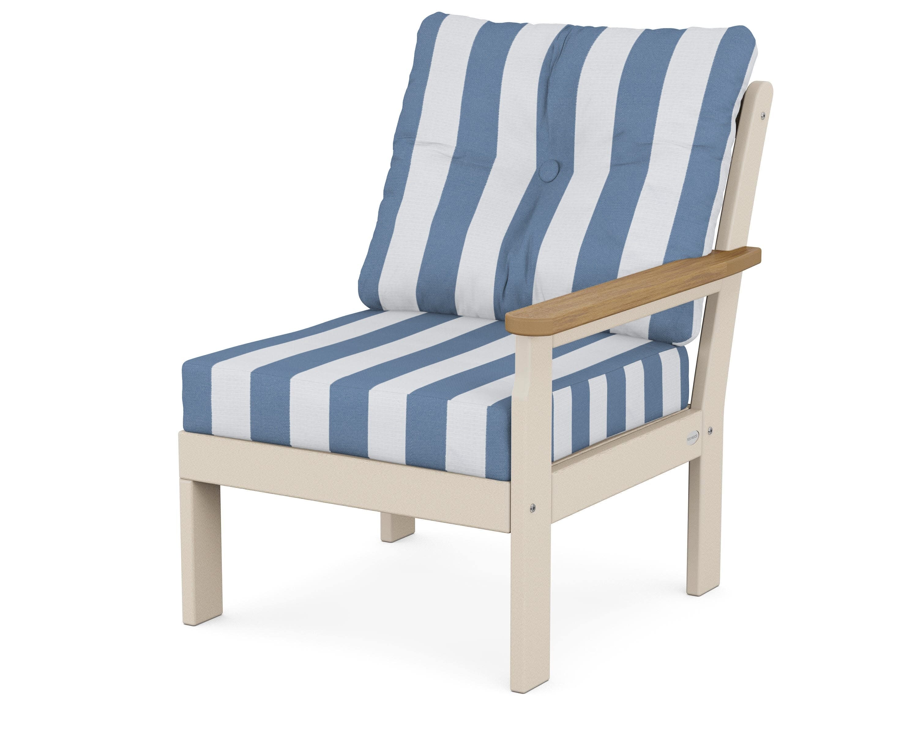 Vineyard Modular Right Arm Chair in Sand / Natural / Cabana Stripe Sky Blue